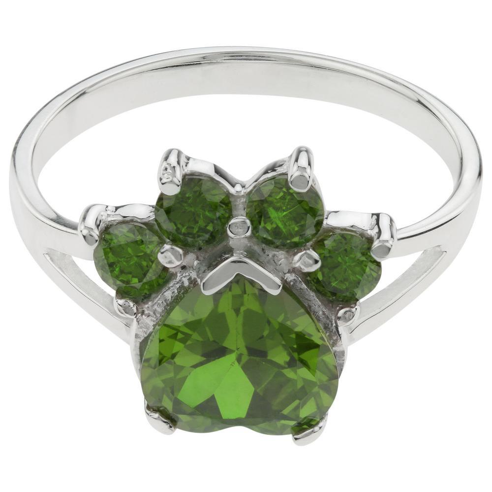 Premium Paw Print Birthstone Sterling Silver Ring | Fair Trade & Handmade