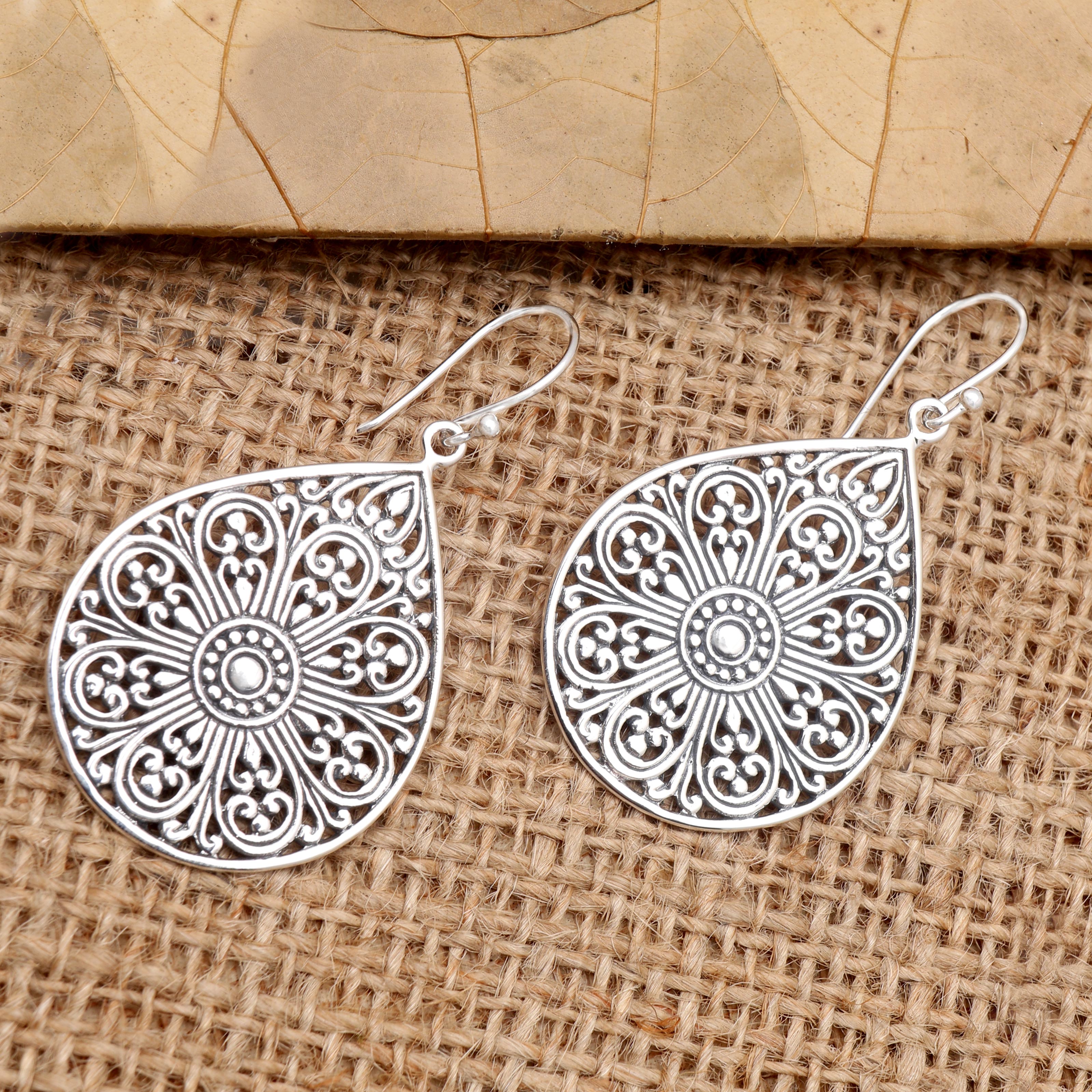 Premium Teardrop Sterling Silver Dangle Earrings – Handcrafted in Bali