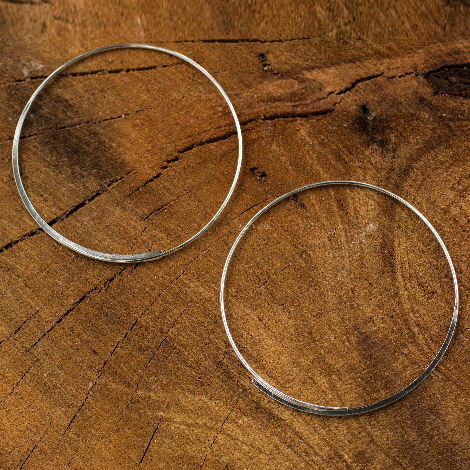 Premium Minimalist Sterling Silver Hoop Earrings - Handcrafted Elegance