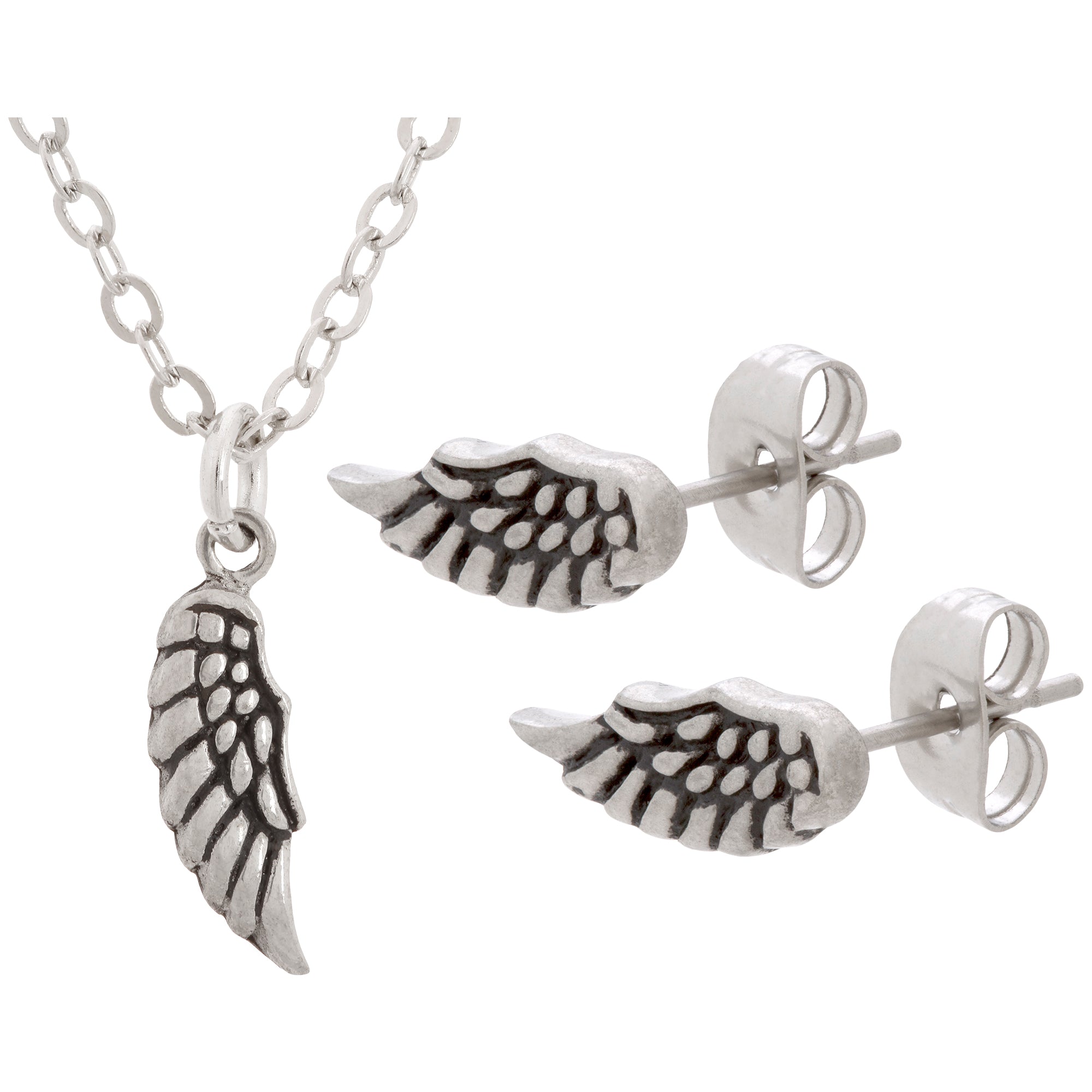 Premium Angel Wing Pewter Pendant Necklace