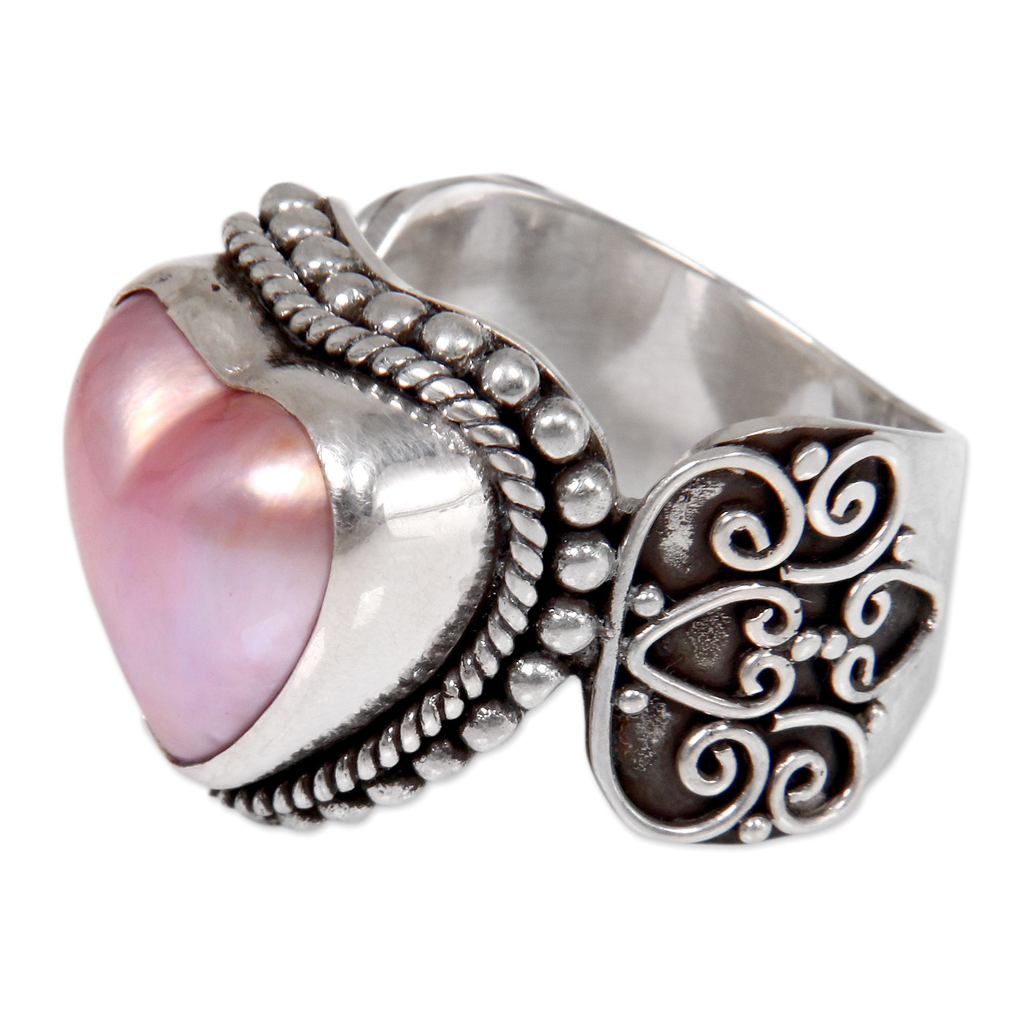 Premium Romantic Heart-Shaped Pink Mabe Pearl Ring - Ultimate Gift for Her