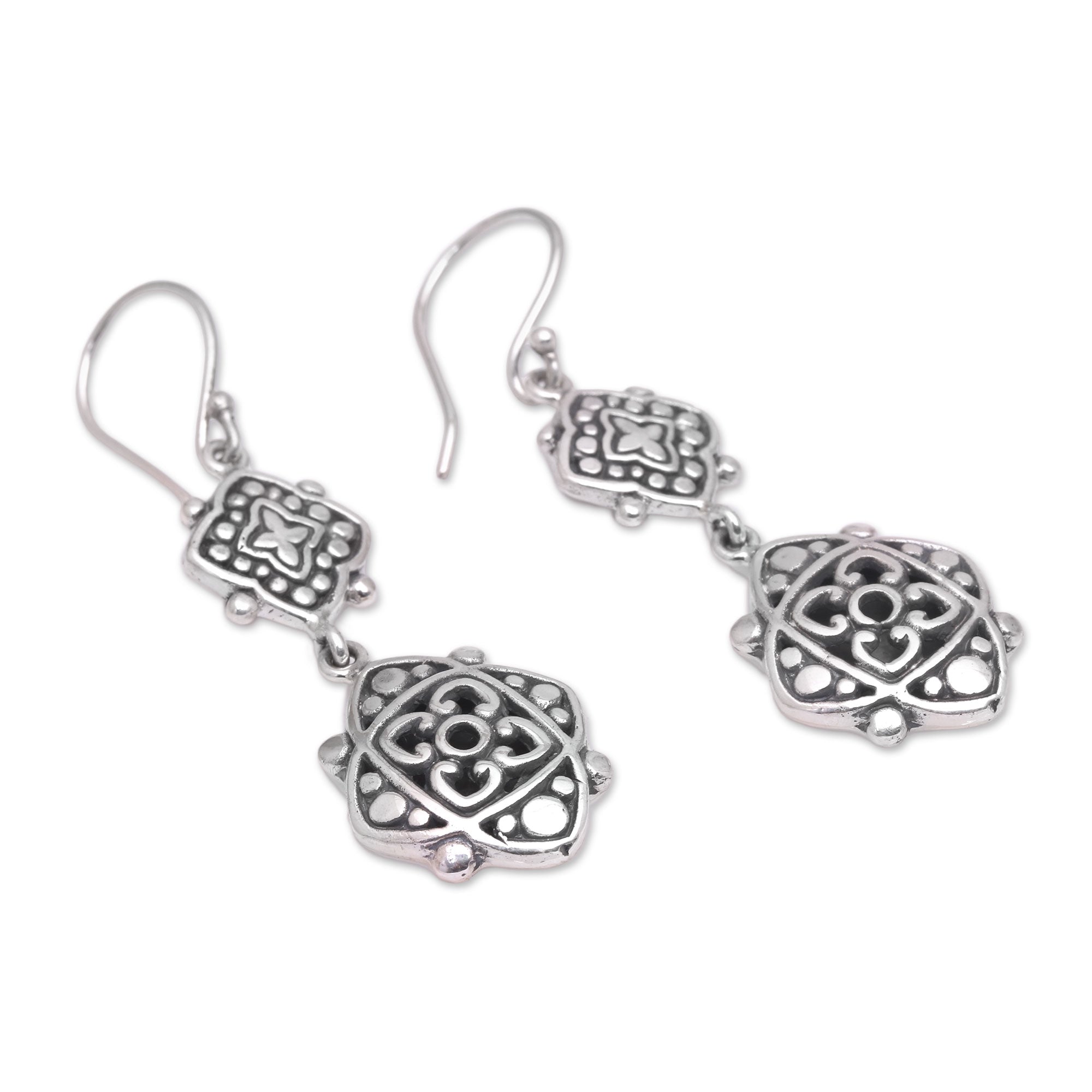 Premium Elegant Star Sterling Silver Dangle Earrings - Handcrafted in Bali