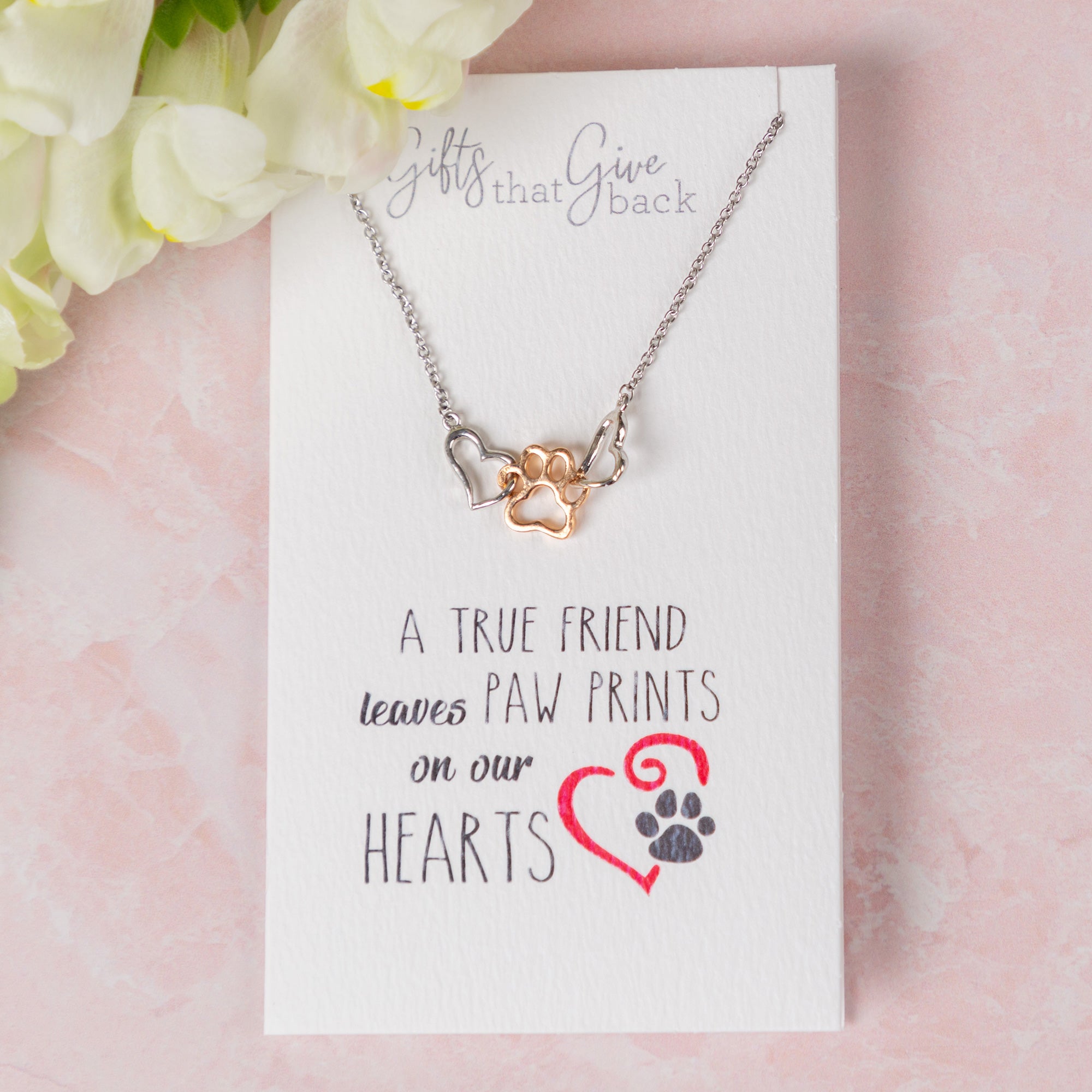 Premium Paw Print Friendship Necklace - Forever Tribute