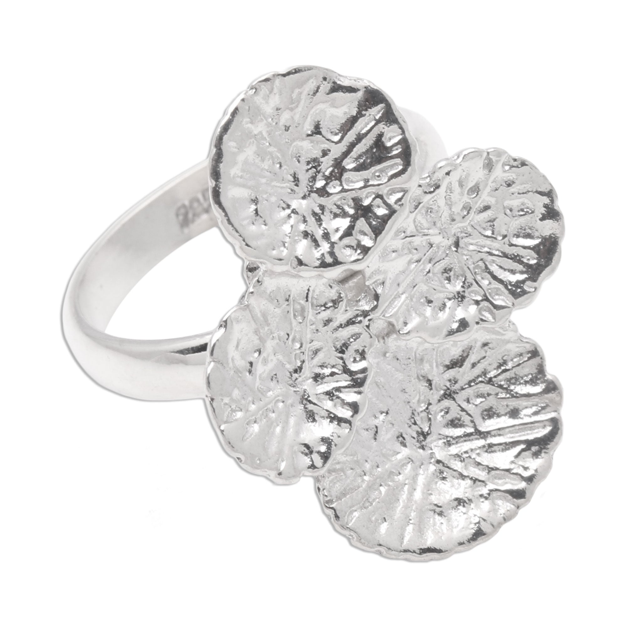 Premium Modern Sterling Silver Abstract Lily Pad Cocktail Ring - Handcrafted in Bali