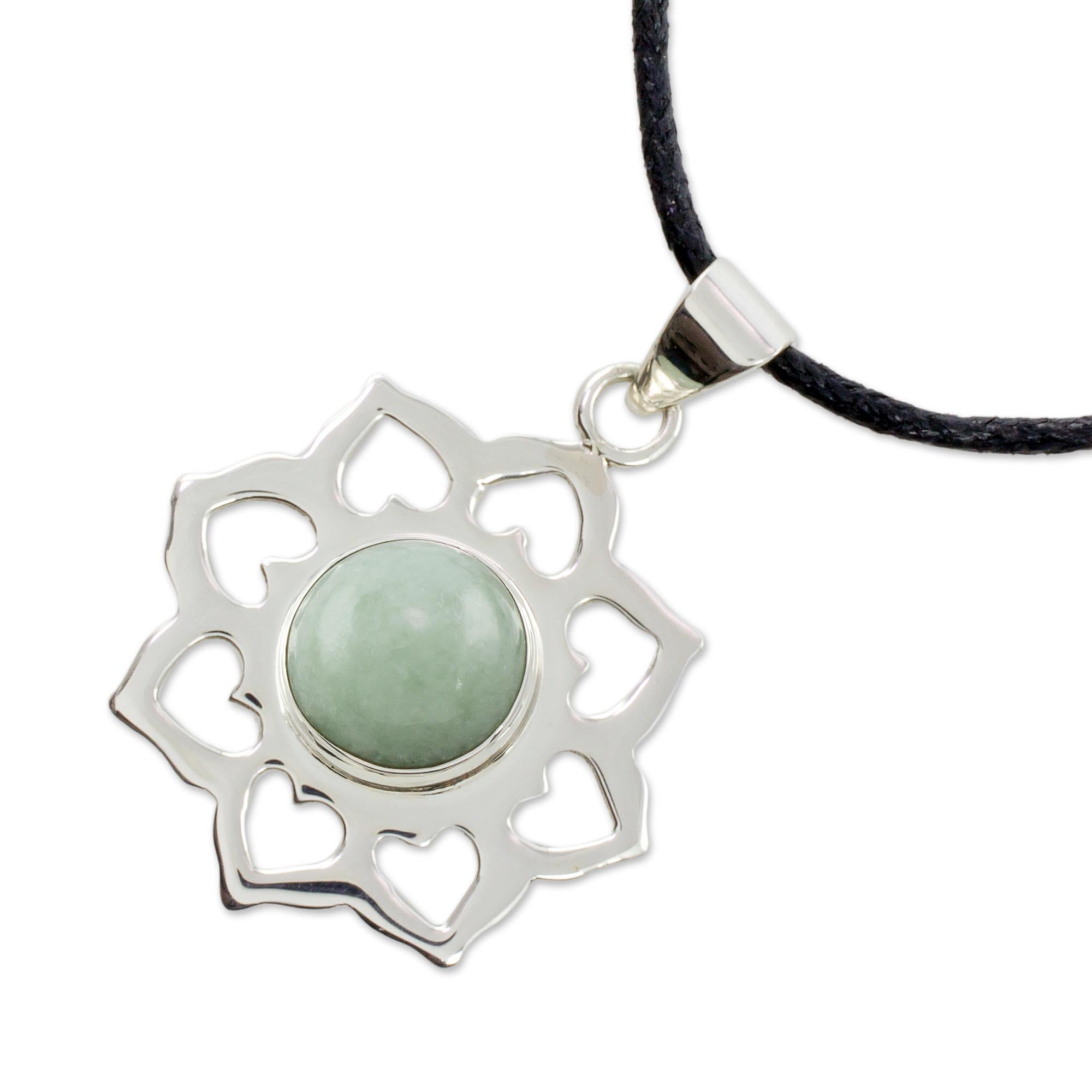 Premium Apple Blossom Sterling Silver Necklace - Handcrafted Jade Jewelry