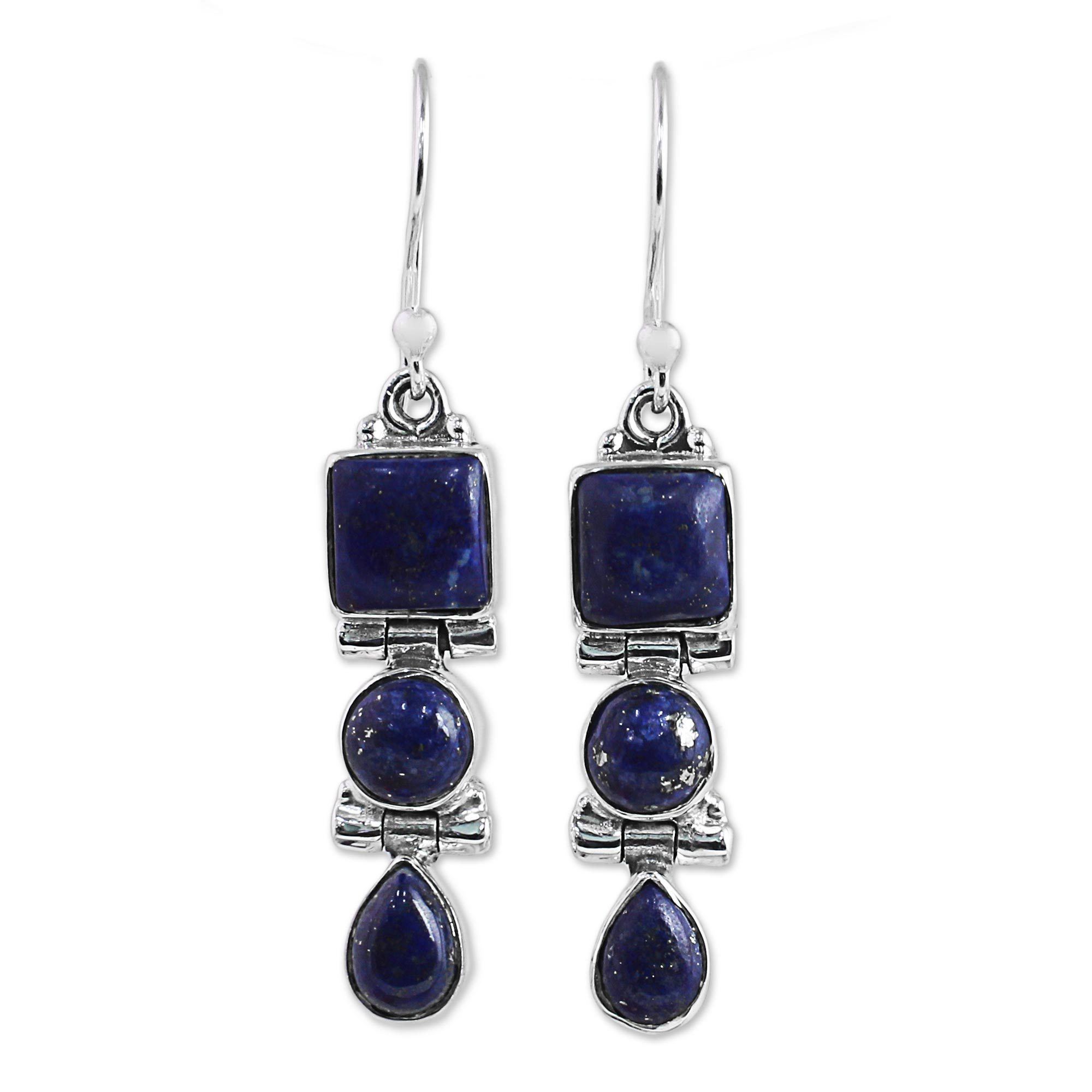 Premium Lapis Lazuli Drop Earrings – Royal Glamour Collection