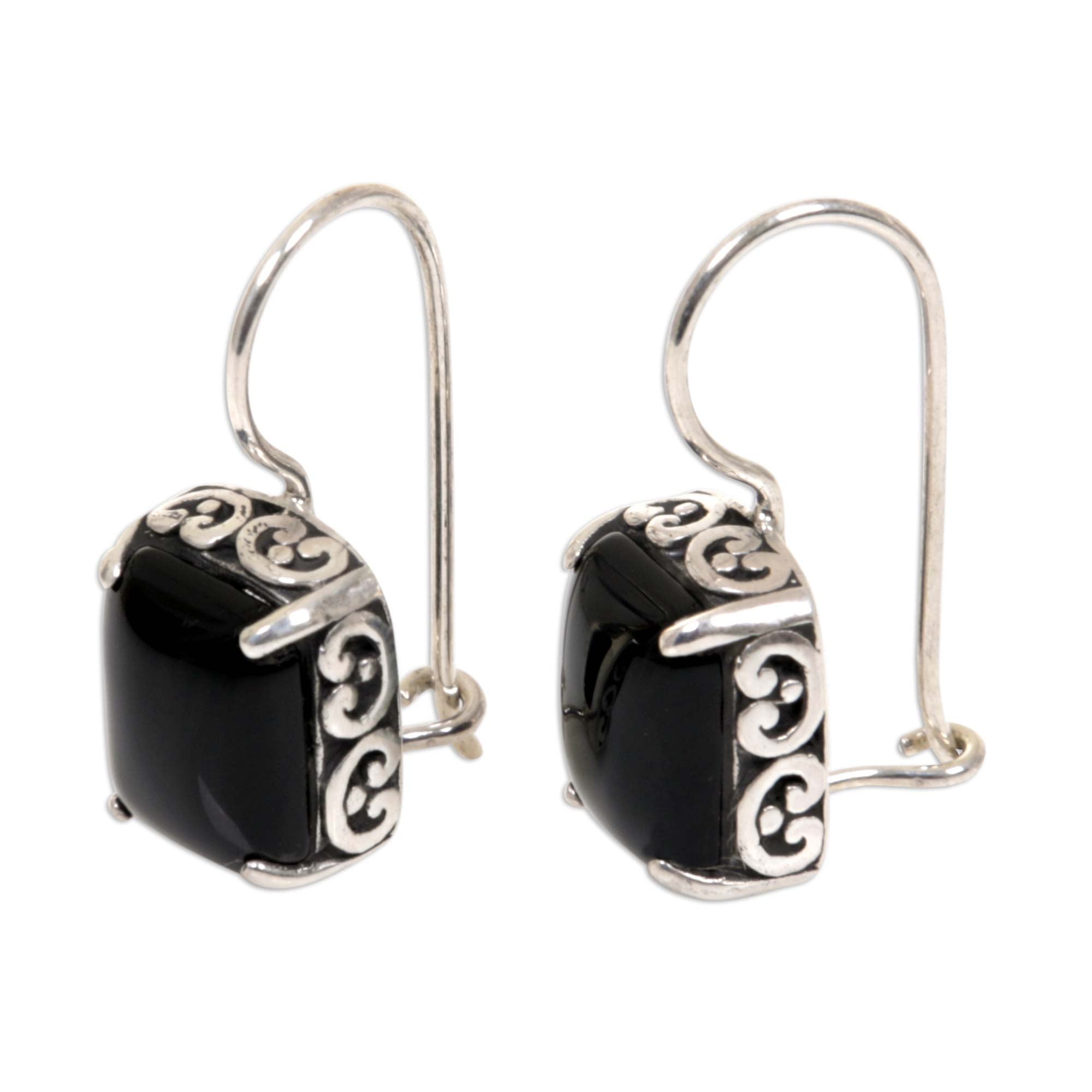 Premium Imagine Onyx Sterling Silver Drop Earrings - Handcrafted Elegance