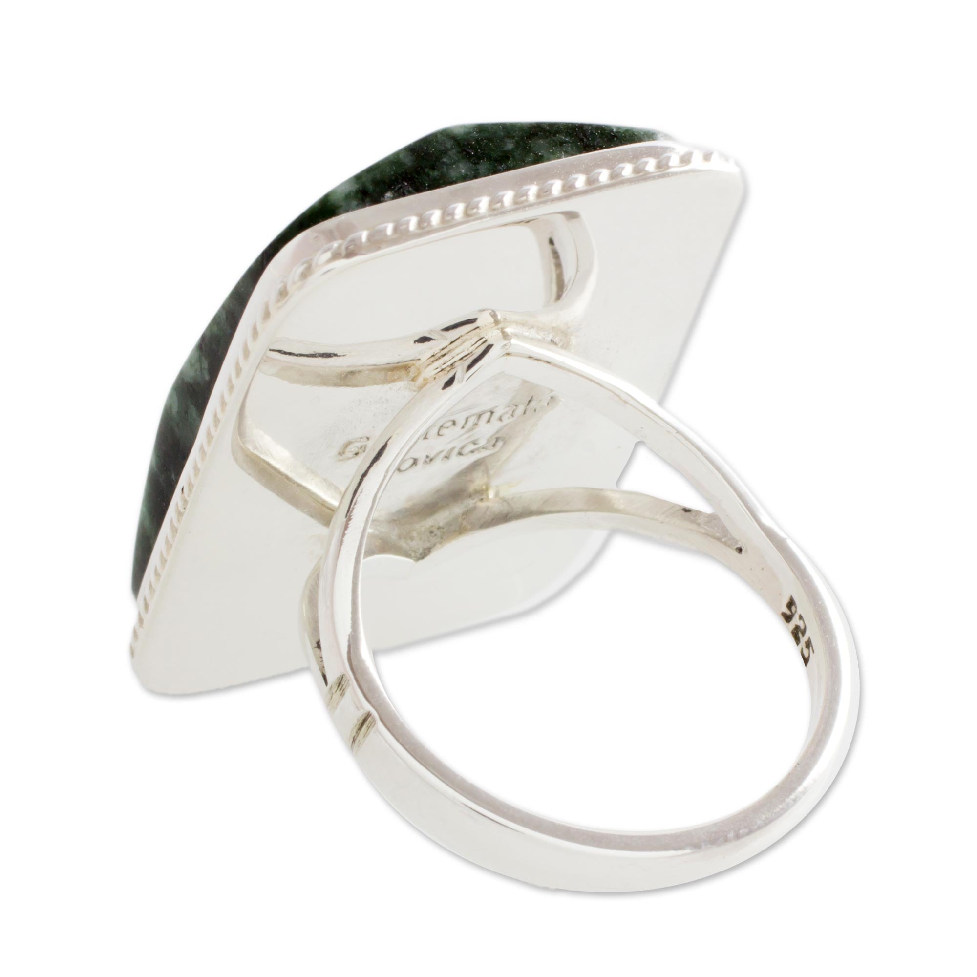 Premium Maya Princess Sterling Silver & Jade Cocktail Ring