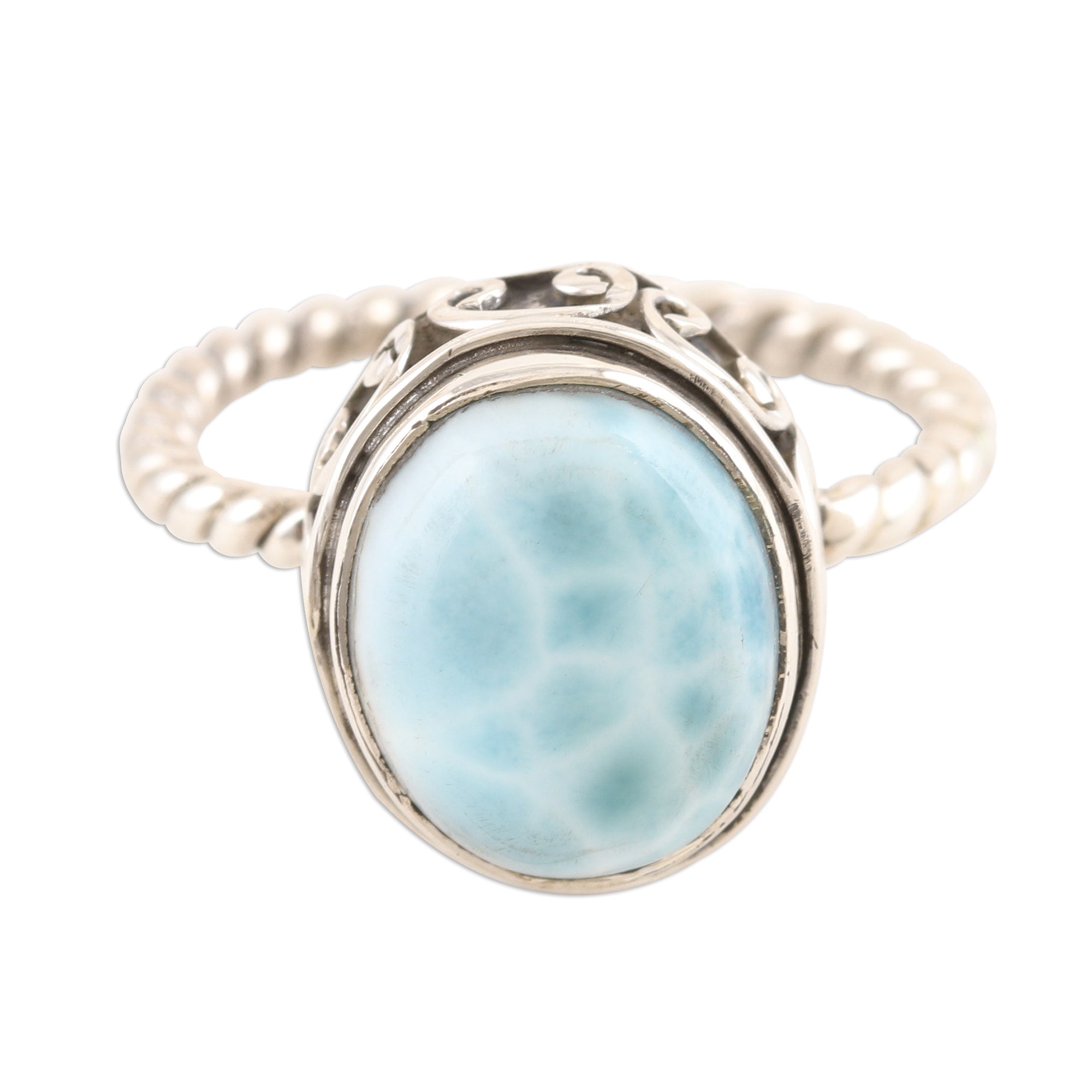 Premium Larimar Sterling Silver Ring - Endless Summer Sky Collection