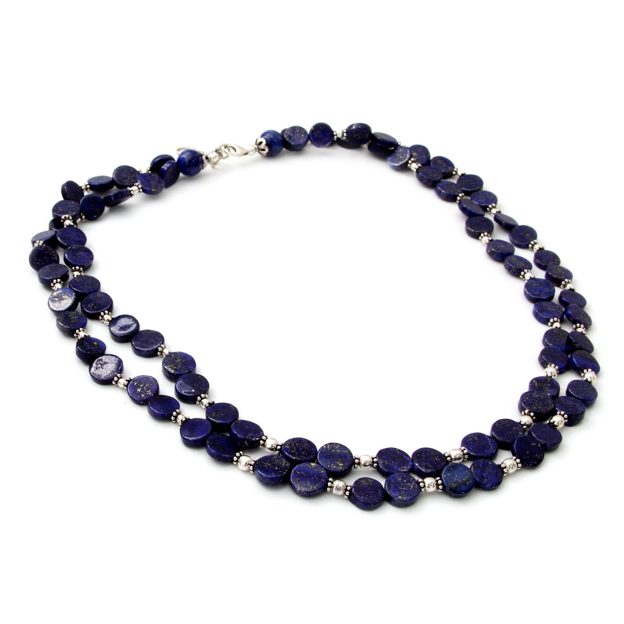 Premium Lapis Lazuli & Sterling Silver Double Strand Necklace