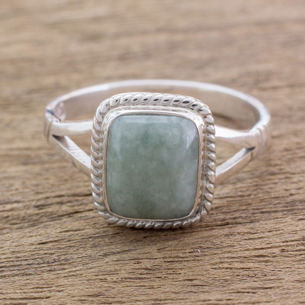 Premium Divine Jade & Sterling Silver Ring - Handcrafted Elegance