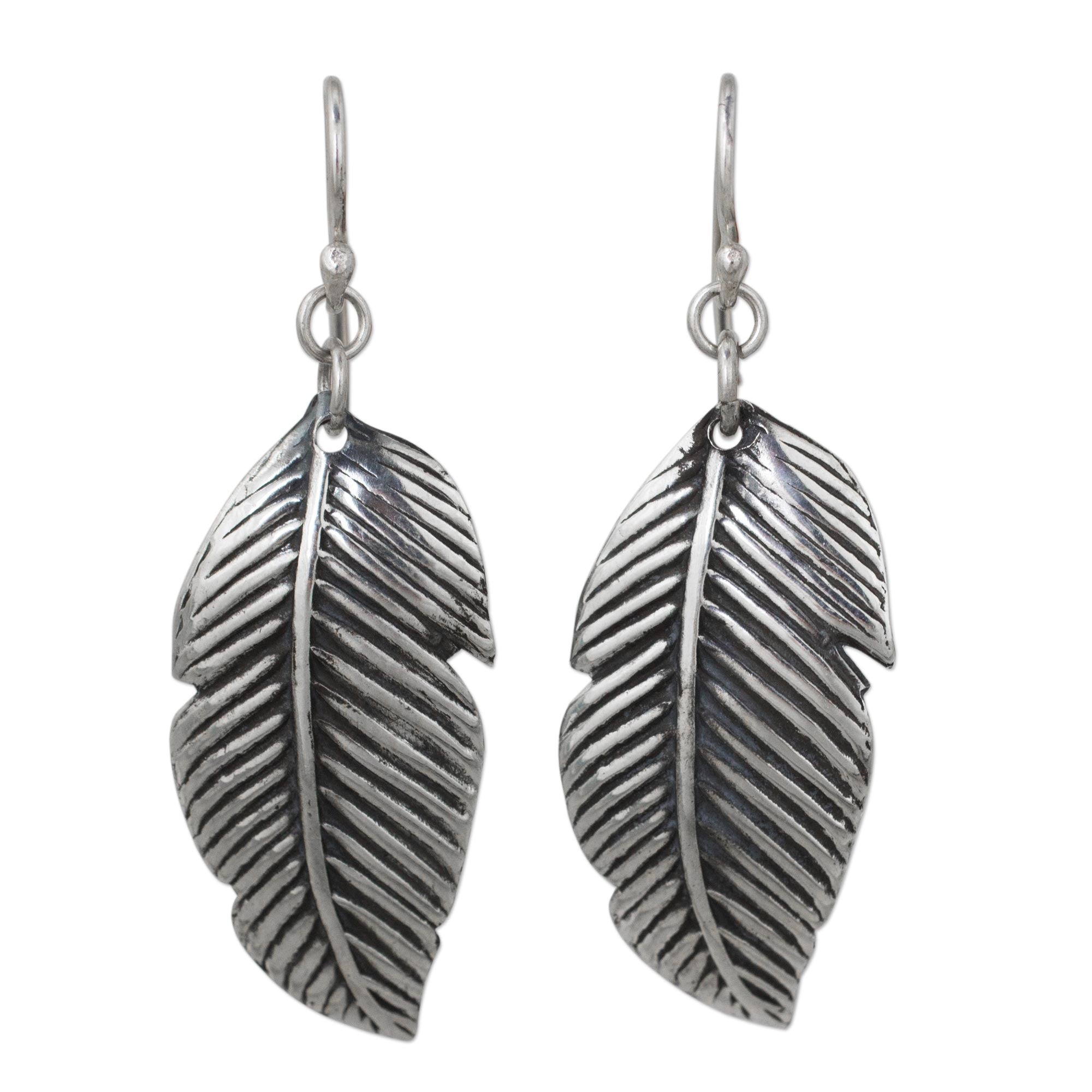 Premium Tropical Leaf Sterling Silver Earrings – Handmade Thai Jewelry