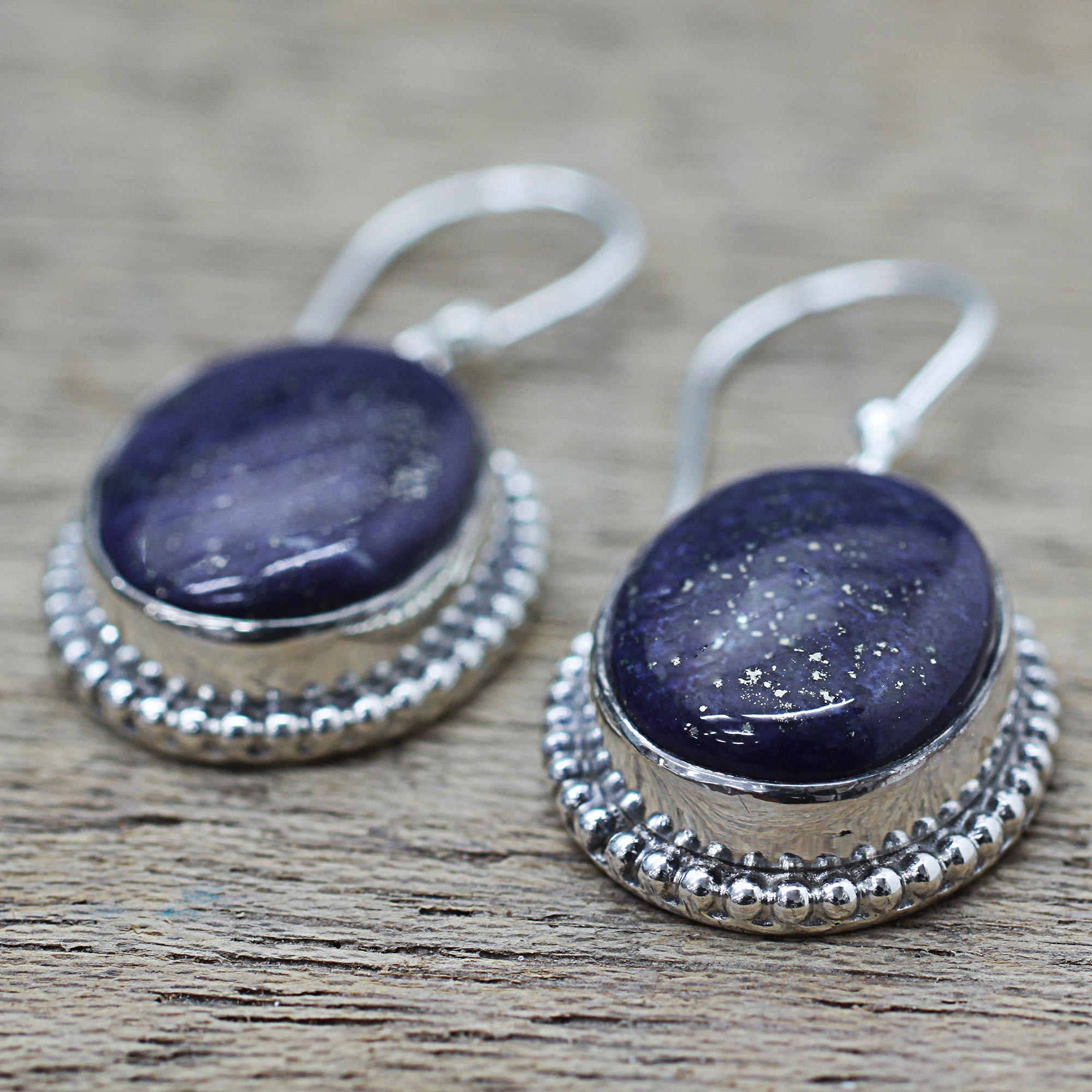Premium Lapis Lazuli Dangle Earrings with Gold Accents | Handcrafted Elegance