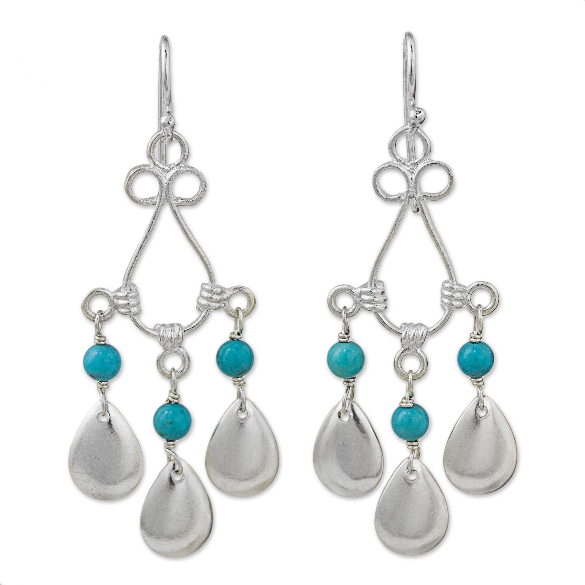 Premium Blue Calcite Sterling Silver Chandelier Earrings - Handcrafted in Thailand