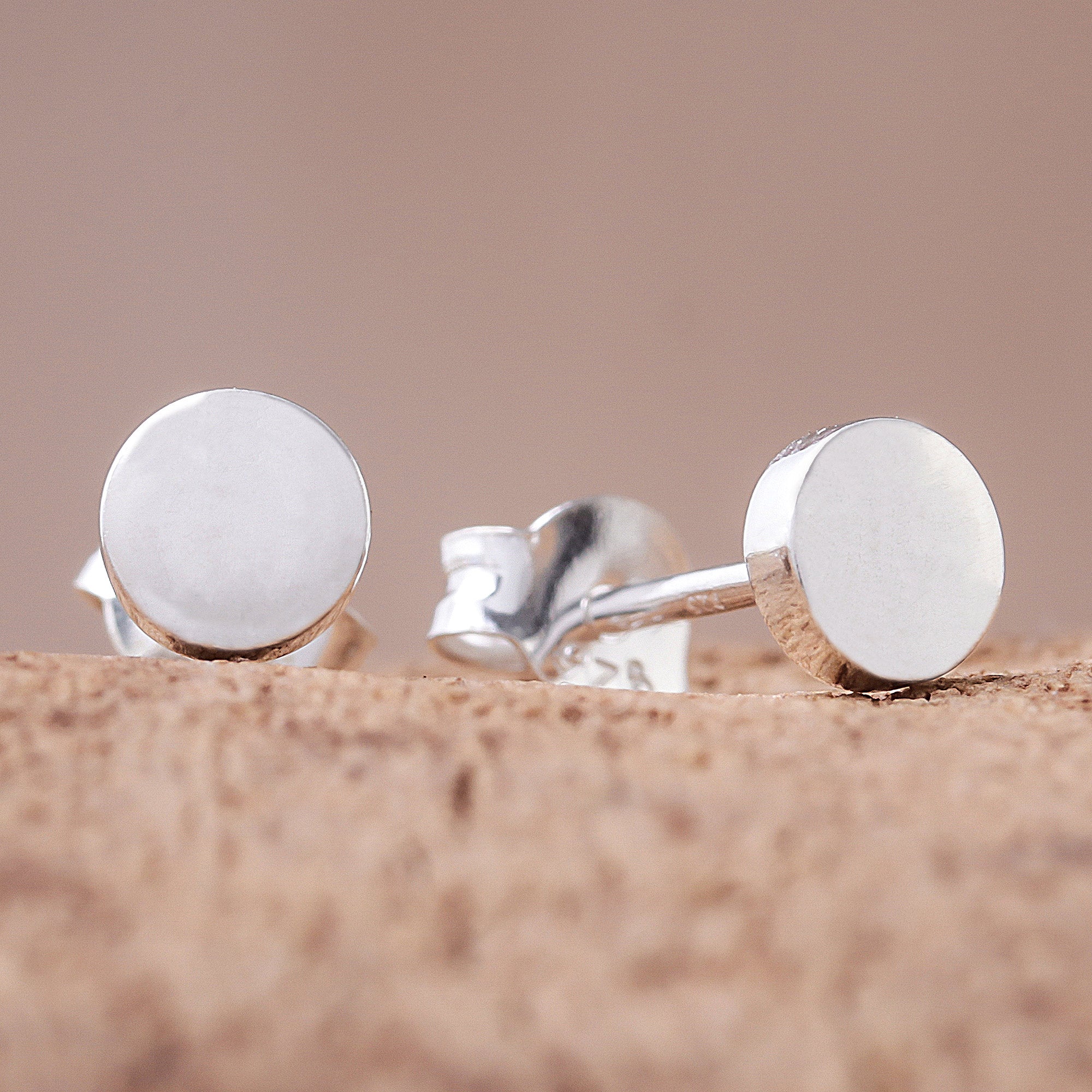 Premium Round Sterling Silver Stud Earrings - Handcrafted in Thailand