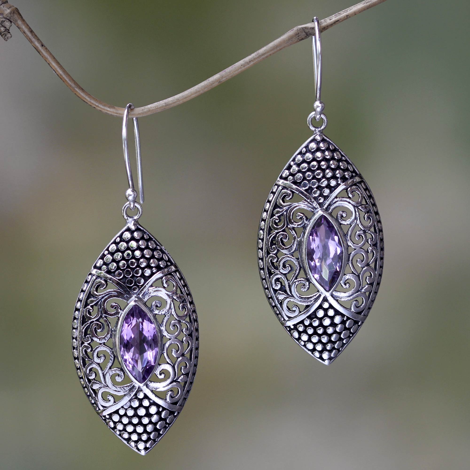 Premium Amethyst Sterling Silver Earrings - Handcrafted Elegance