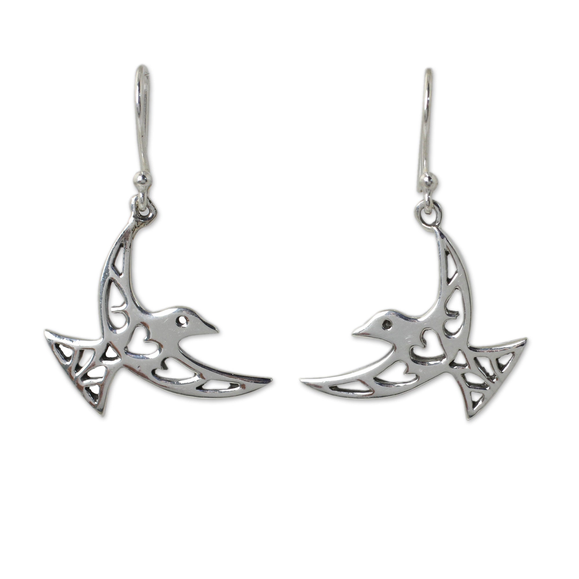 Premium Fly Me Away Handcrafted Sterling Silver Bird Hook Earrings