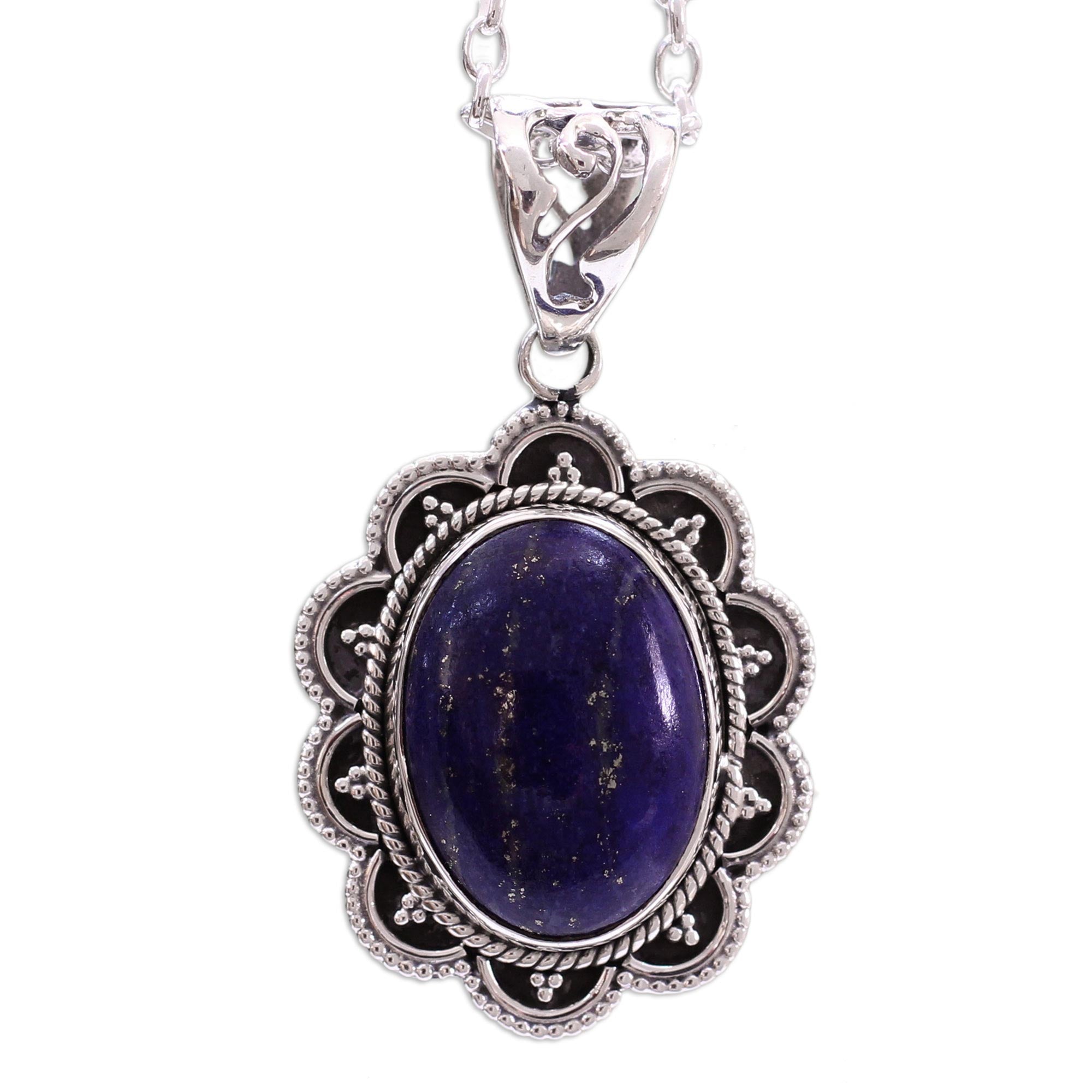 Premium Lapis Lazuli and Silver Pendant Necklace - Handcrafted Elegance