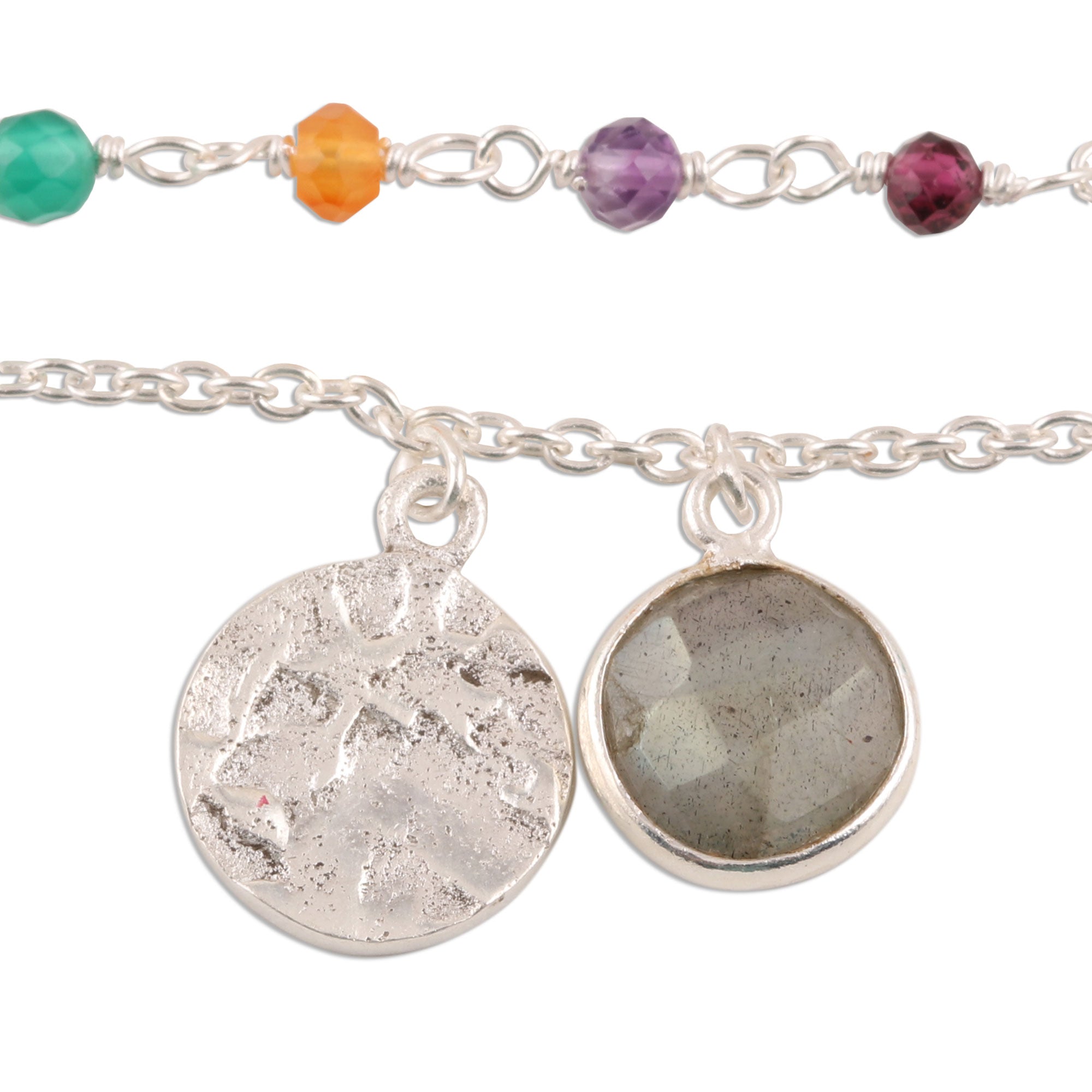 Premium Multi-Gemstone Sterling Silver Bracelet - Handcrafted in India