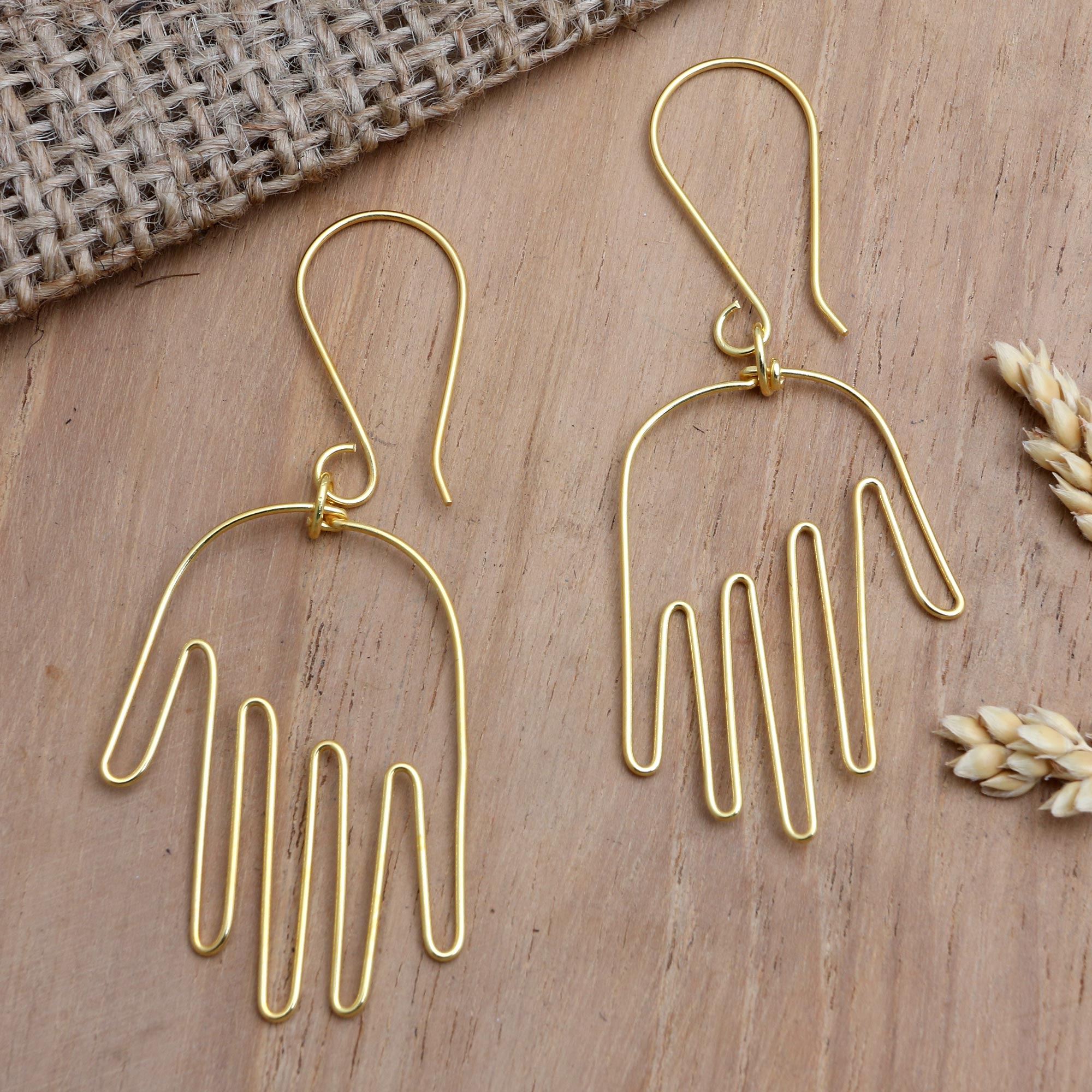 Premium Stretch Out Gold-Plated Balinese Dangle Earrings - Modern Art Inspired