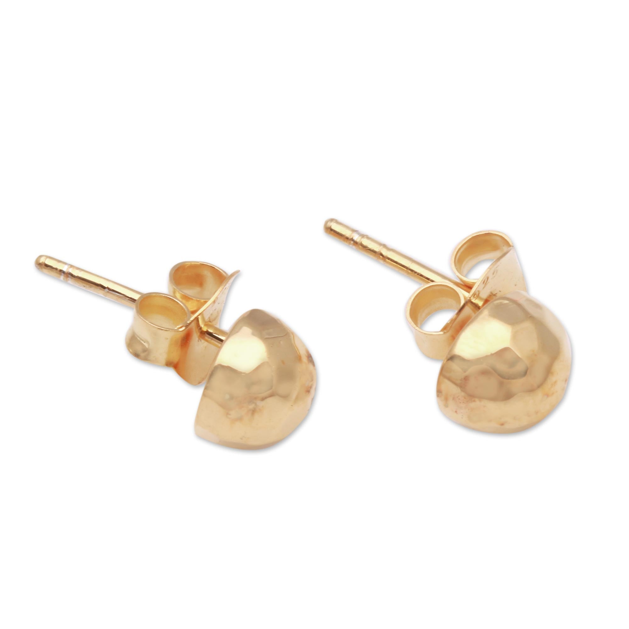 Premium Hammered Gold Dome Stud Earrings - Handcrafted in Bali