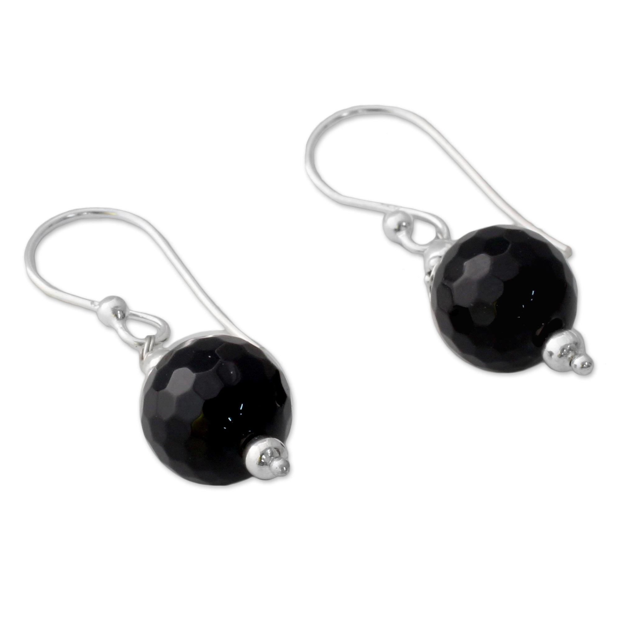 Premium Black Onyx & Silver Dangle Earrings - Ultimate Elegance