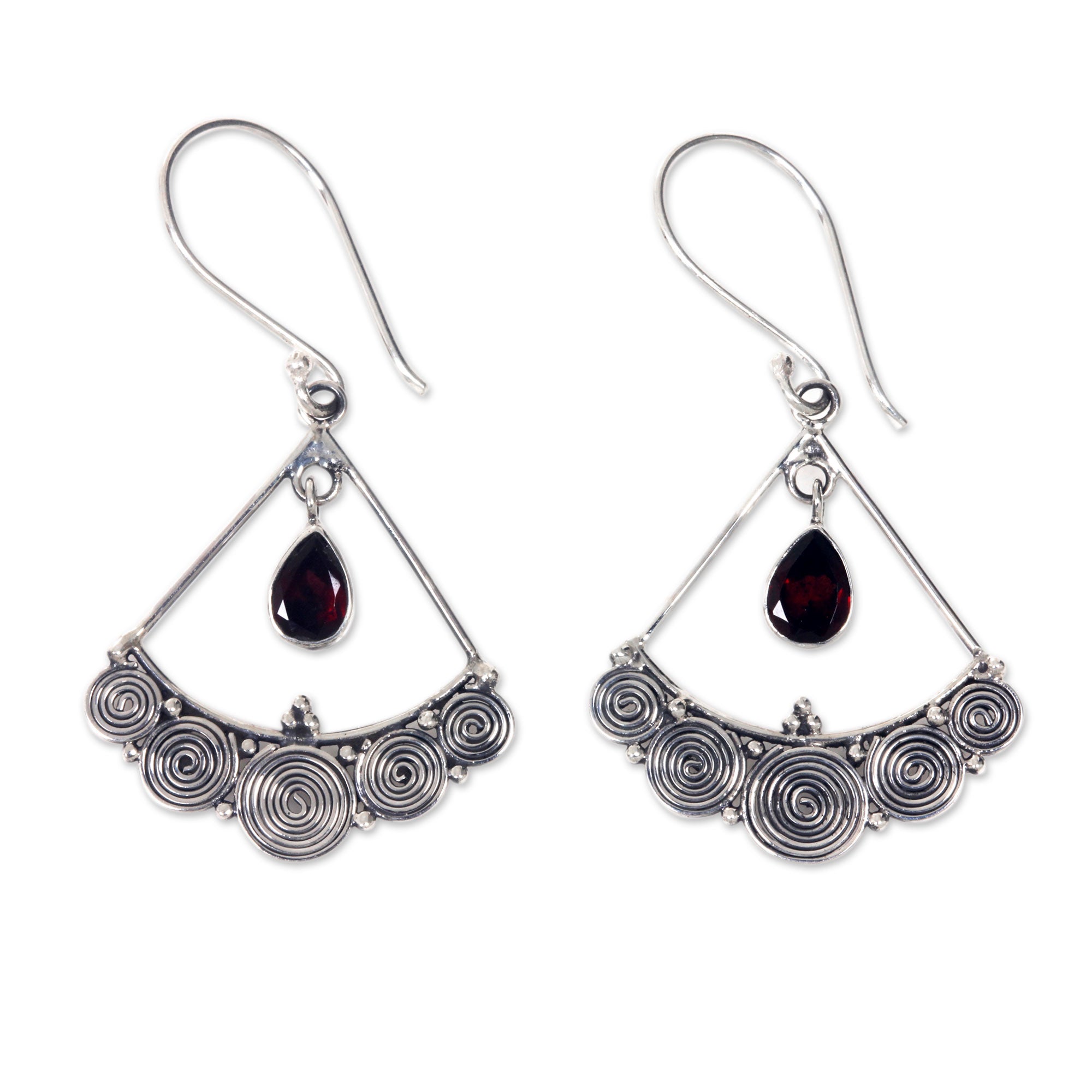 Premium Sterling Silver Chandelier Earrings with Garnet Drops