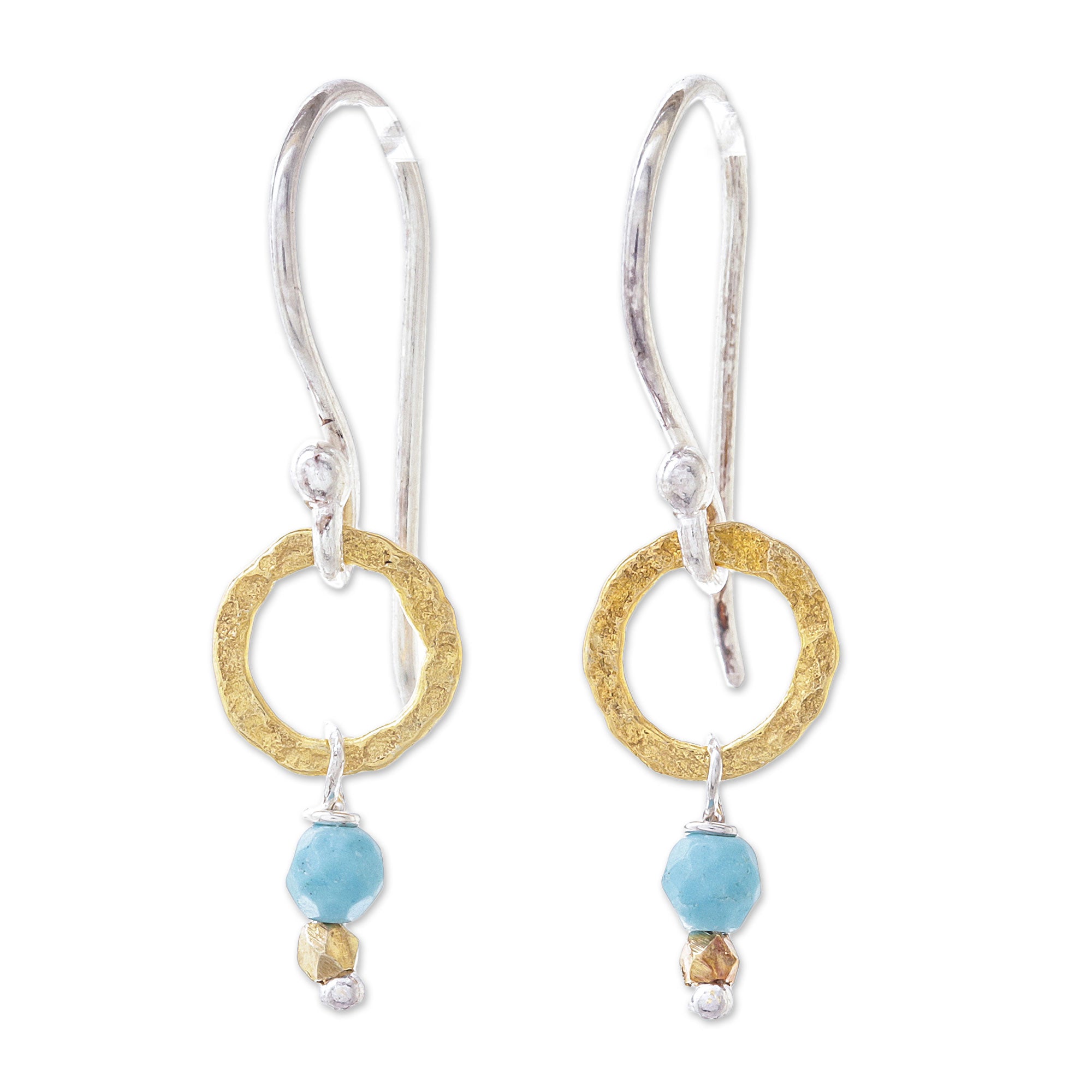 Premium Gold-Accented Calcite Dangle Earrings – Handcrafted in Thailand