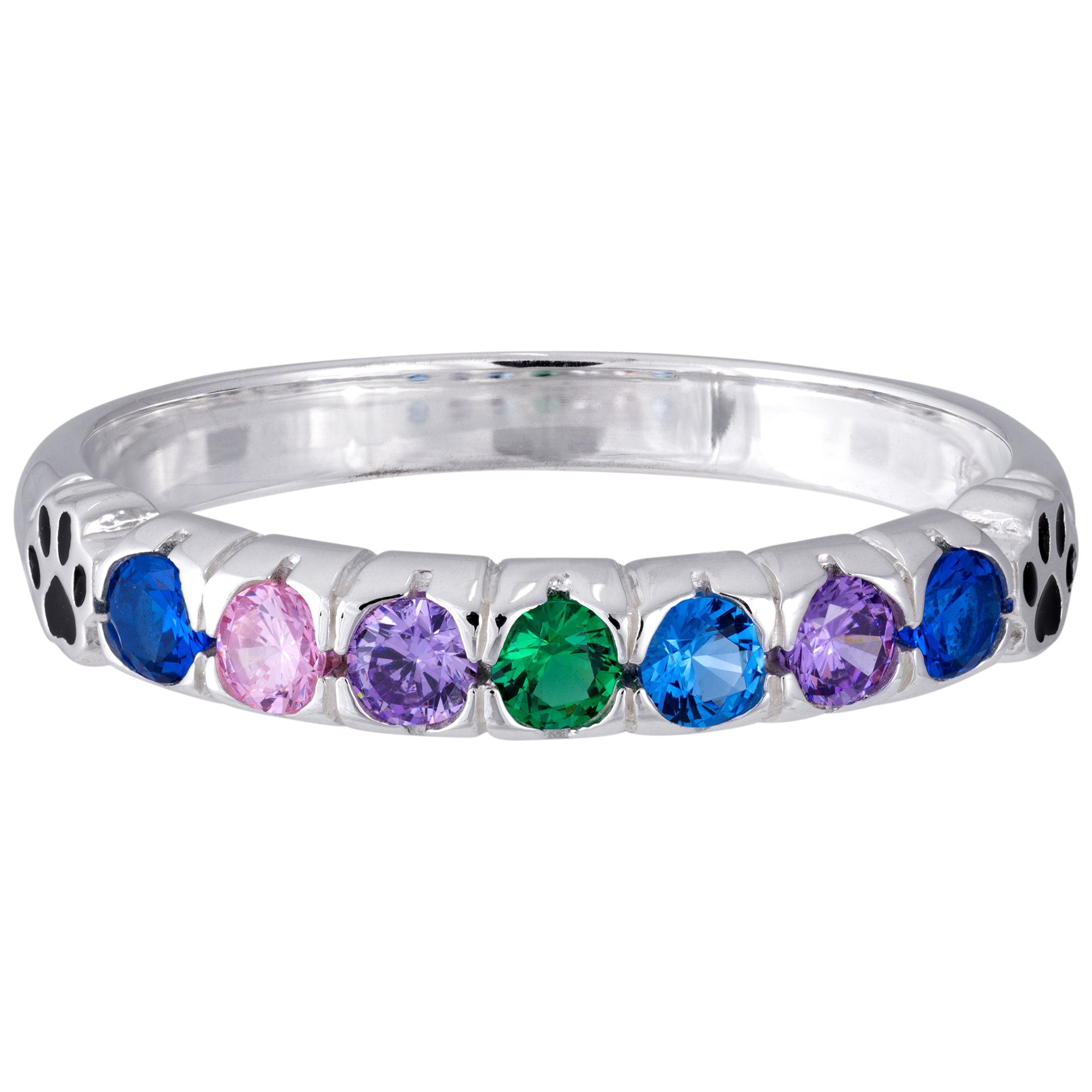 Premium Rainbow Bridge Memorial Ring - Sterling Silver & Crystals