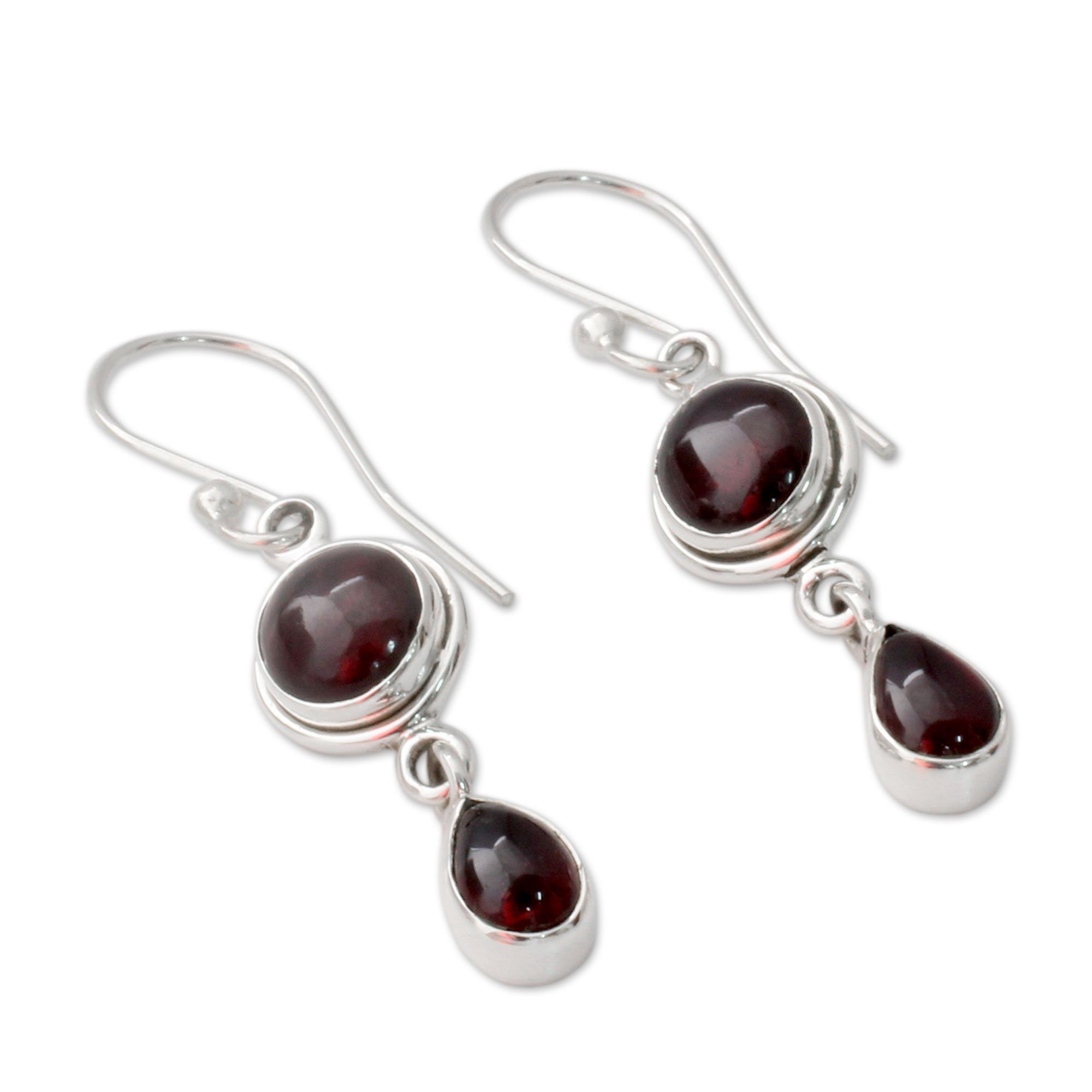 Premium Garnet Glow Sterling Silver Drop Earrings - Handcrafted Elegance