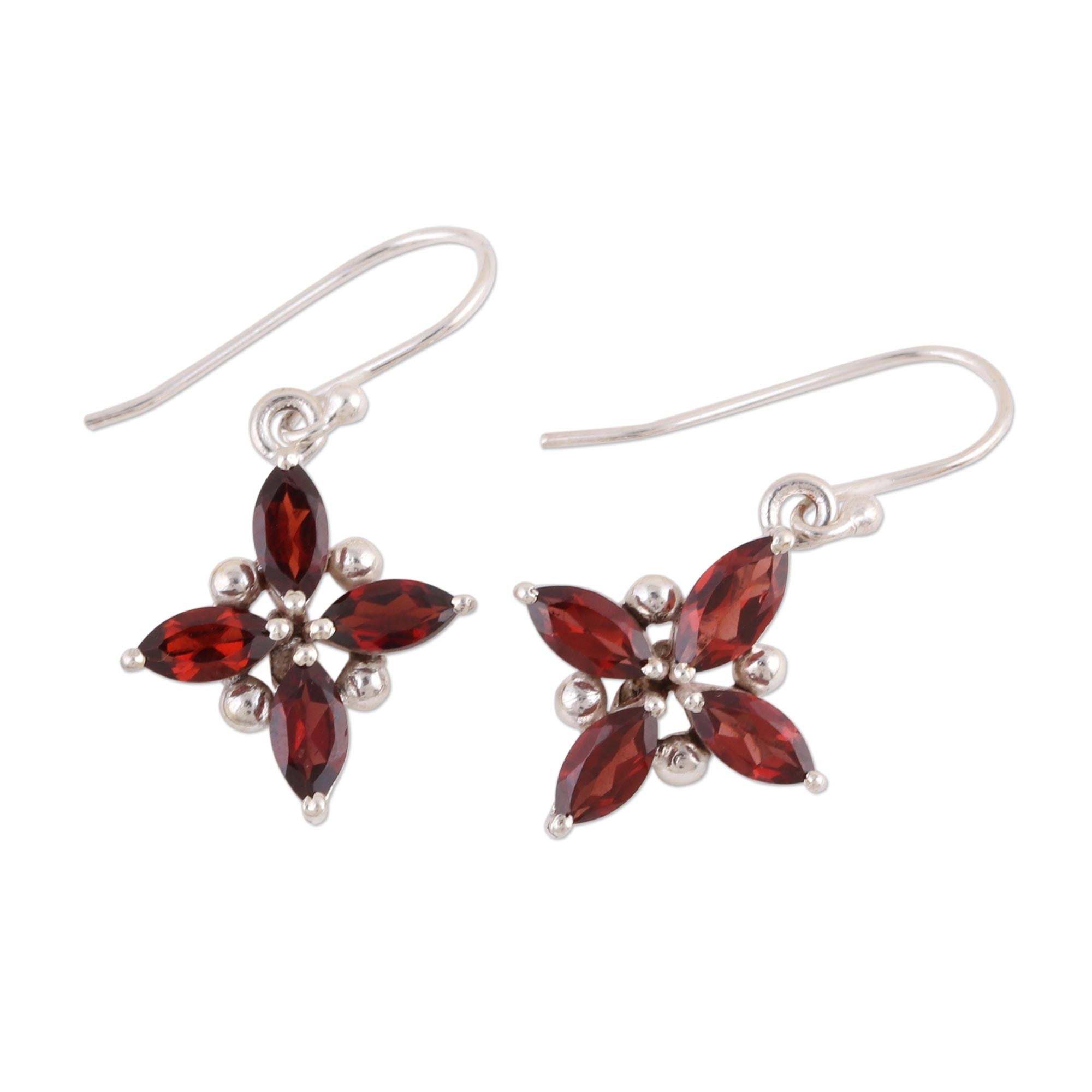 Premium Twinkling Scarlet Garnet Earrings – Rhodium Plated Sterling Silver