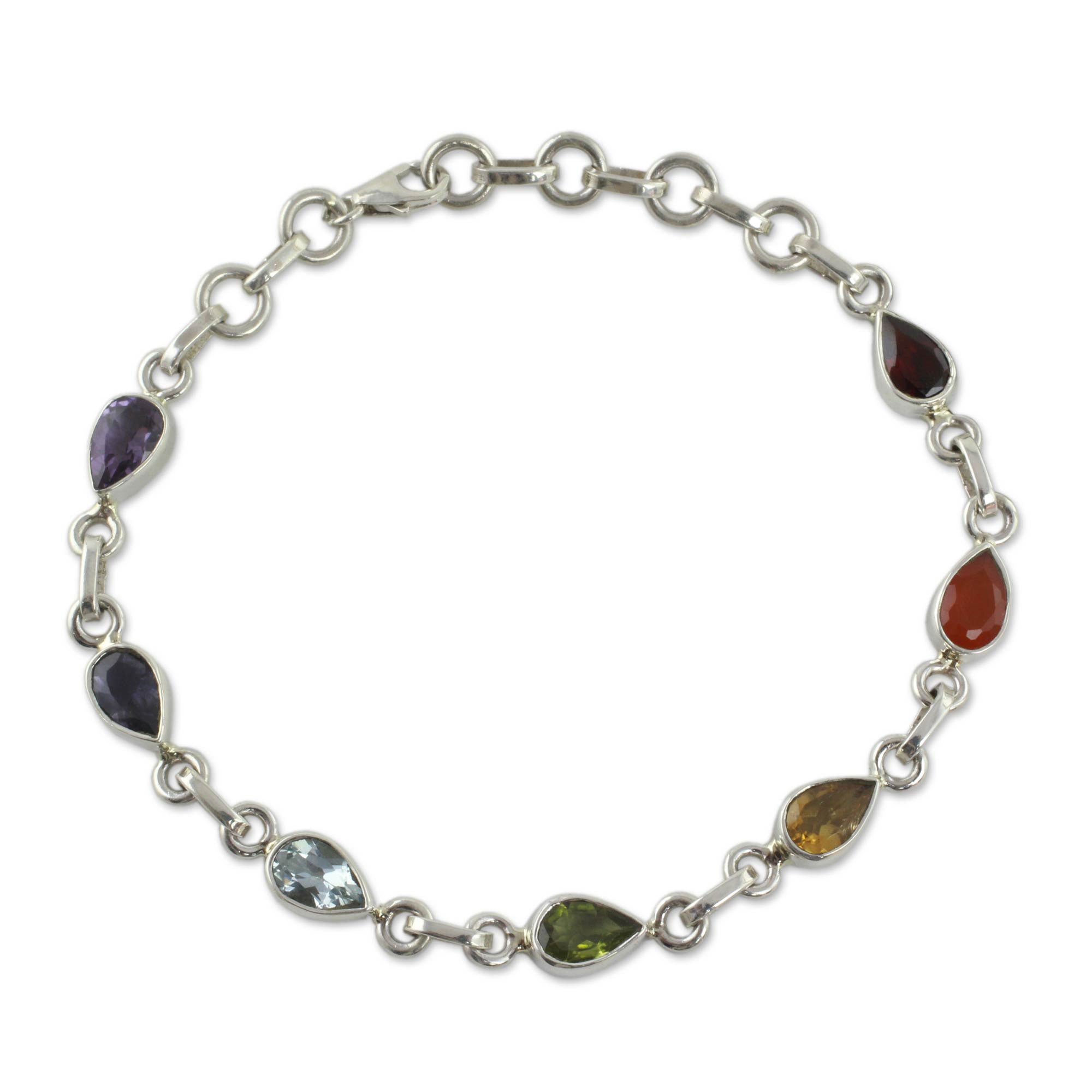 Premium Inner Glow Multi Gemstone Chakra Bracelet - Sterling Silver Jewelry