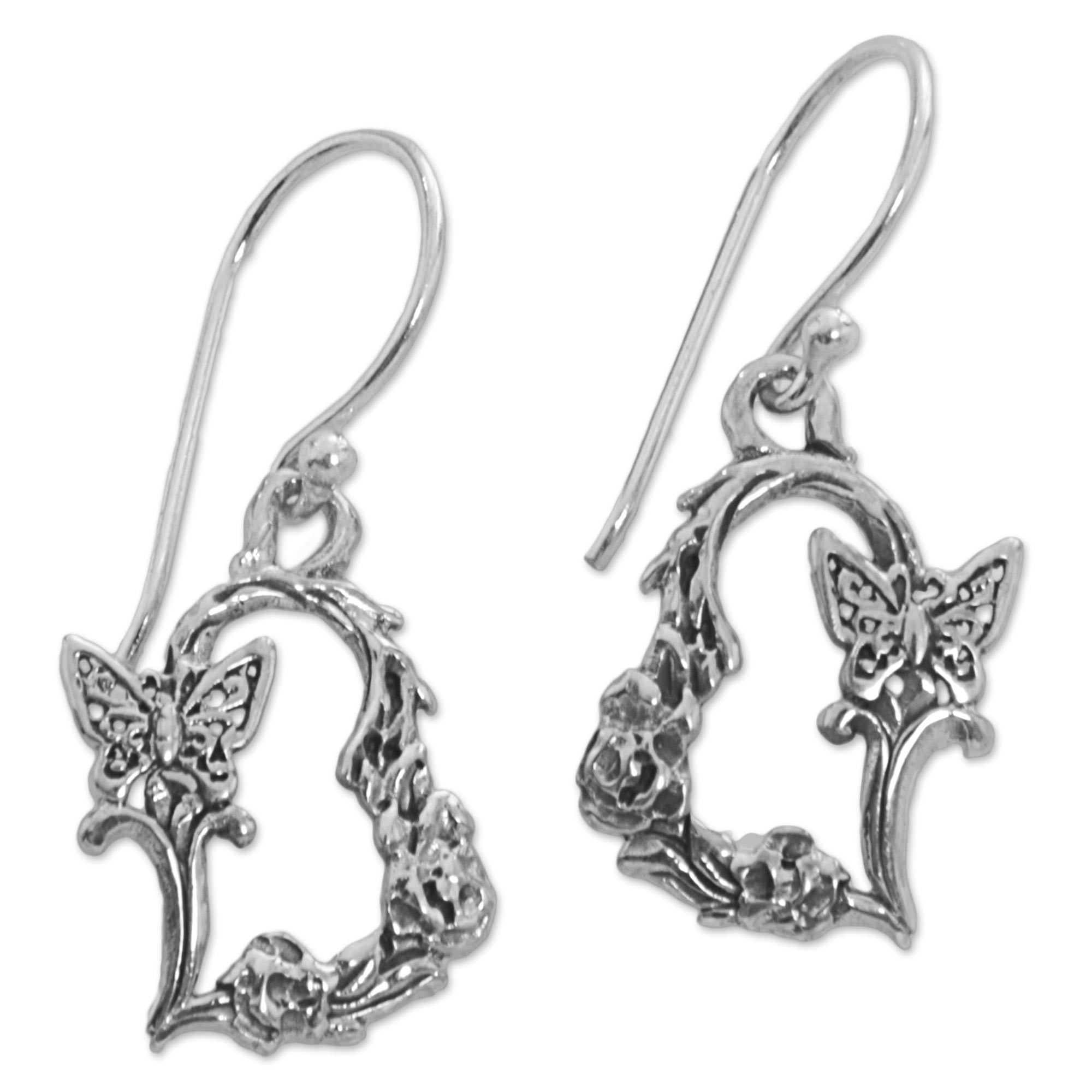 Premium Sterling Silver Butterfly Dangle Earrings - Nature-Inspired Elegance