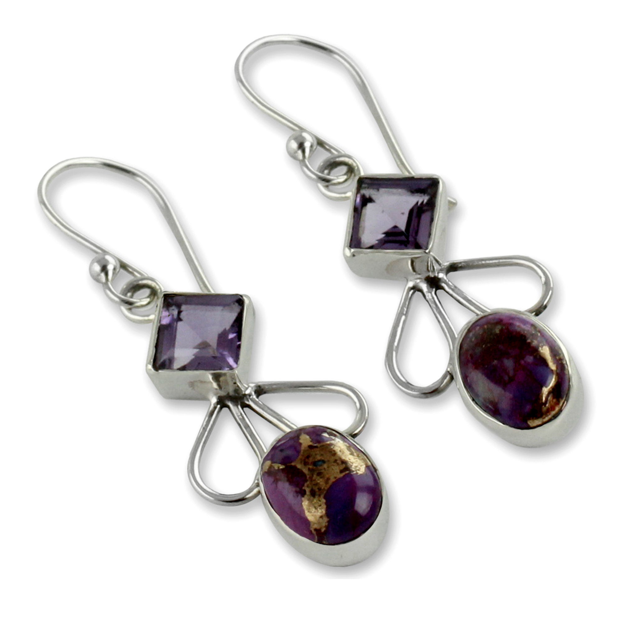 Premium Bollywood Purple Amethyst & Silver Artisan Earrings