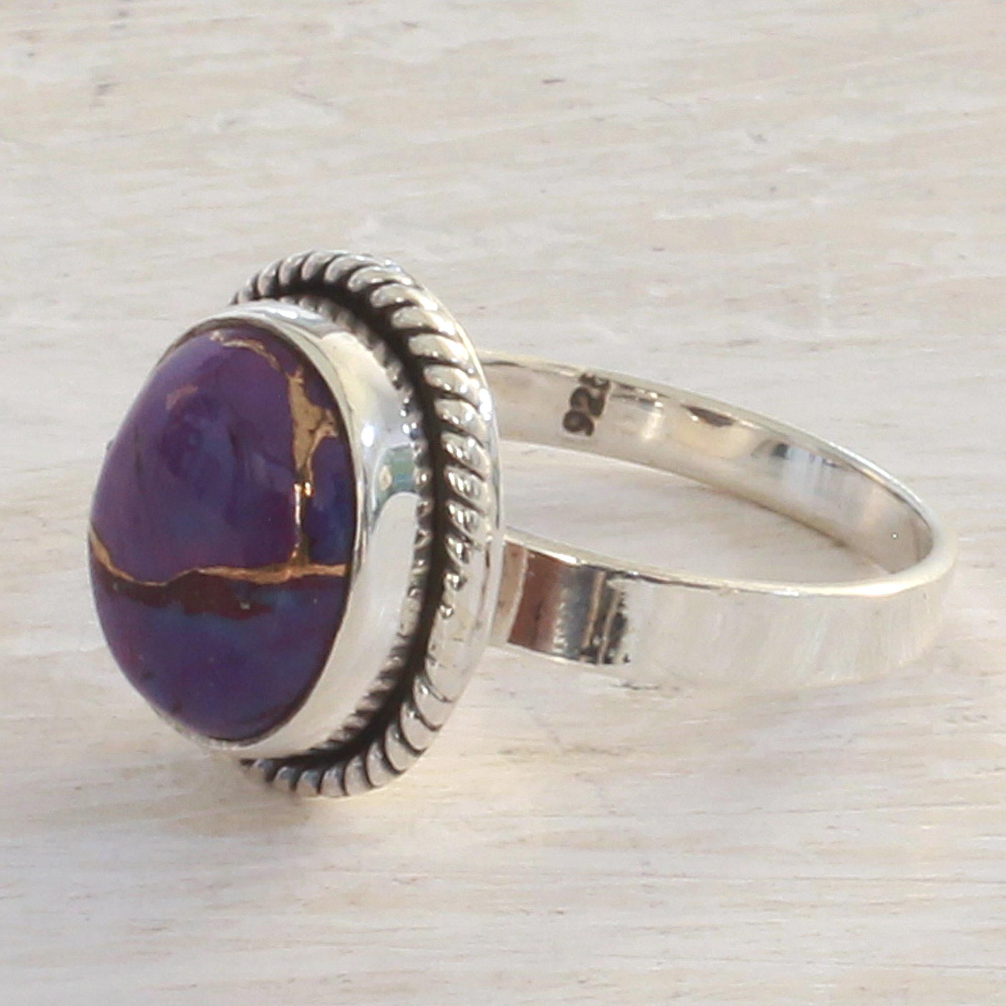 Premium Handmade Purple Turquoise Silver Ring