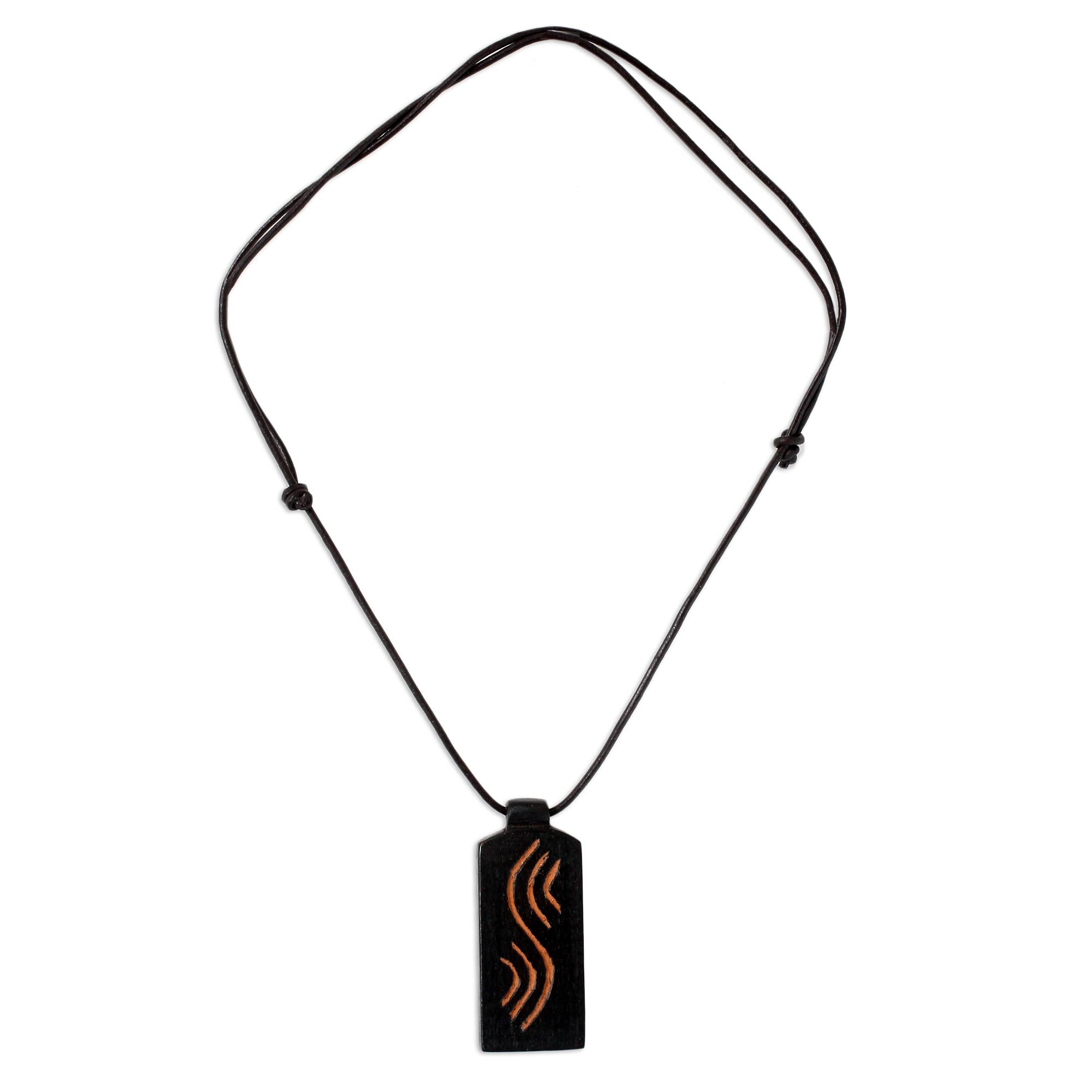 Premium Teak Wood Wave Pendant Necklace - Positive Vibes