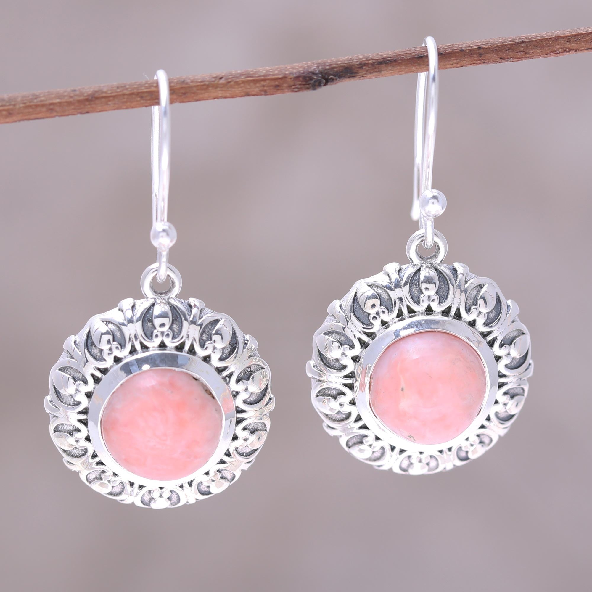 Premium Pink Opal Renewal Dangle Earrings - Handcrafted Sterling Silver