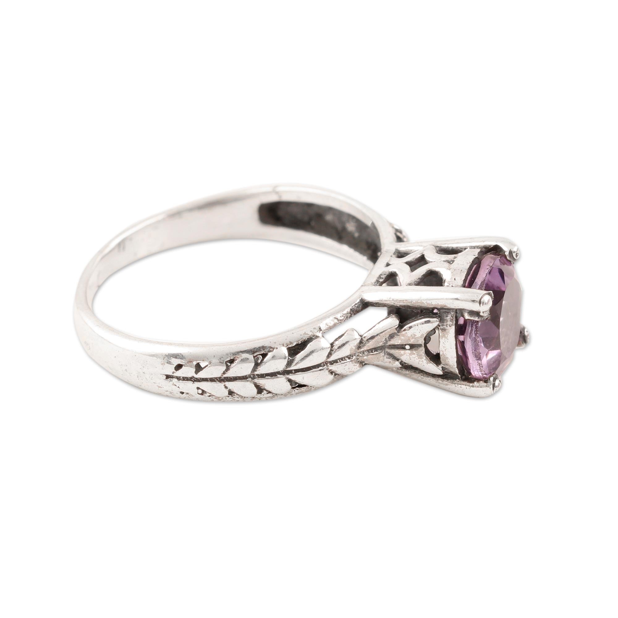 Premium Amethyst Solitaire Ring – Handcrafted Sterling Silver Jewelry