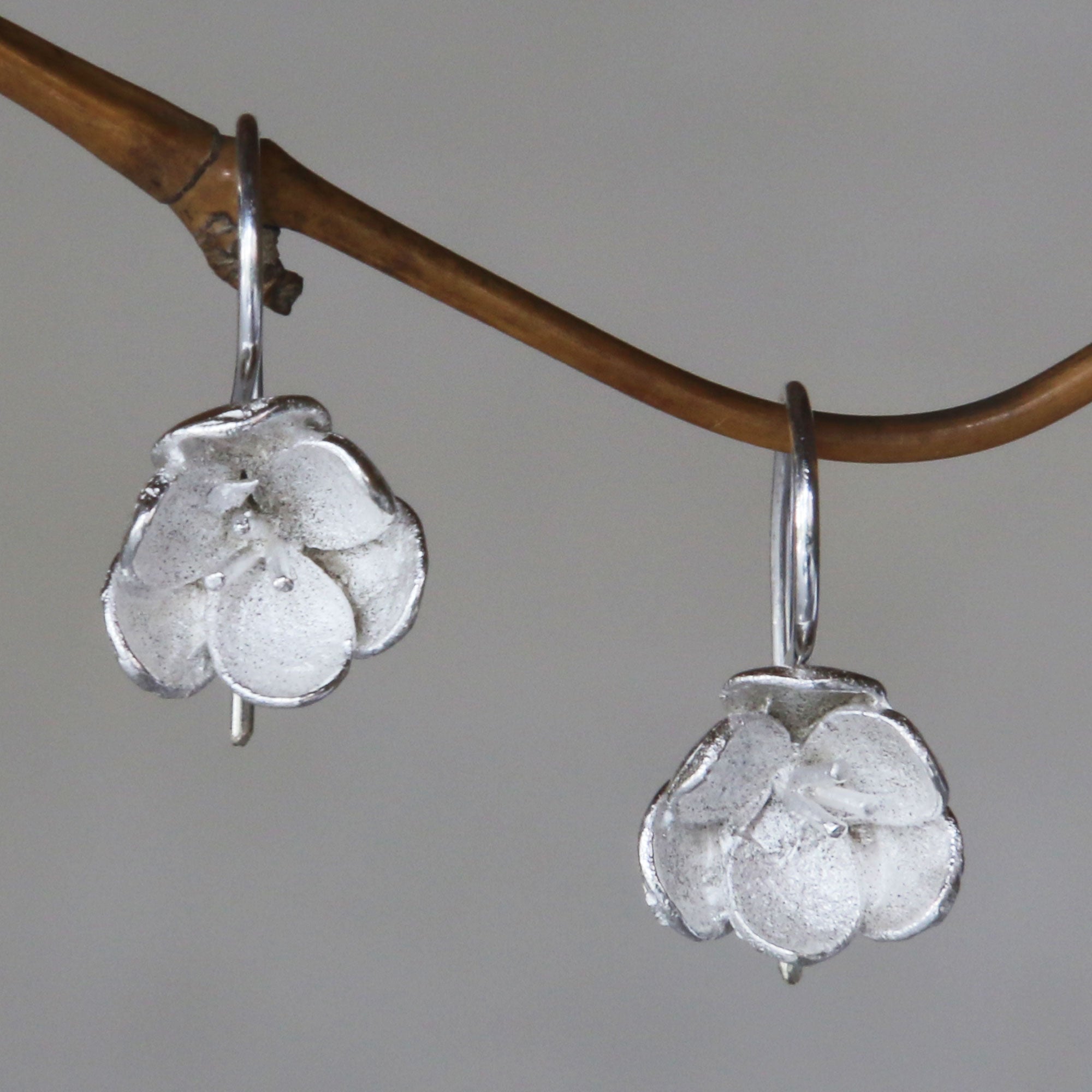 Premium Petite Camellia Earrings - Handcrafted Silver Blossoms