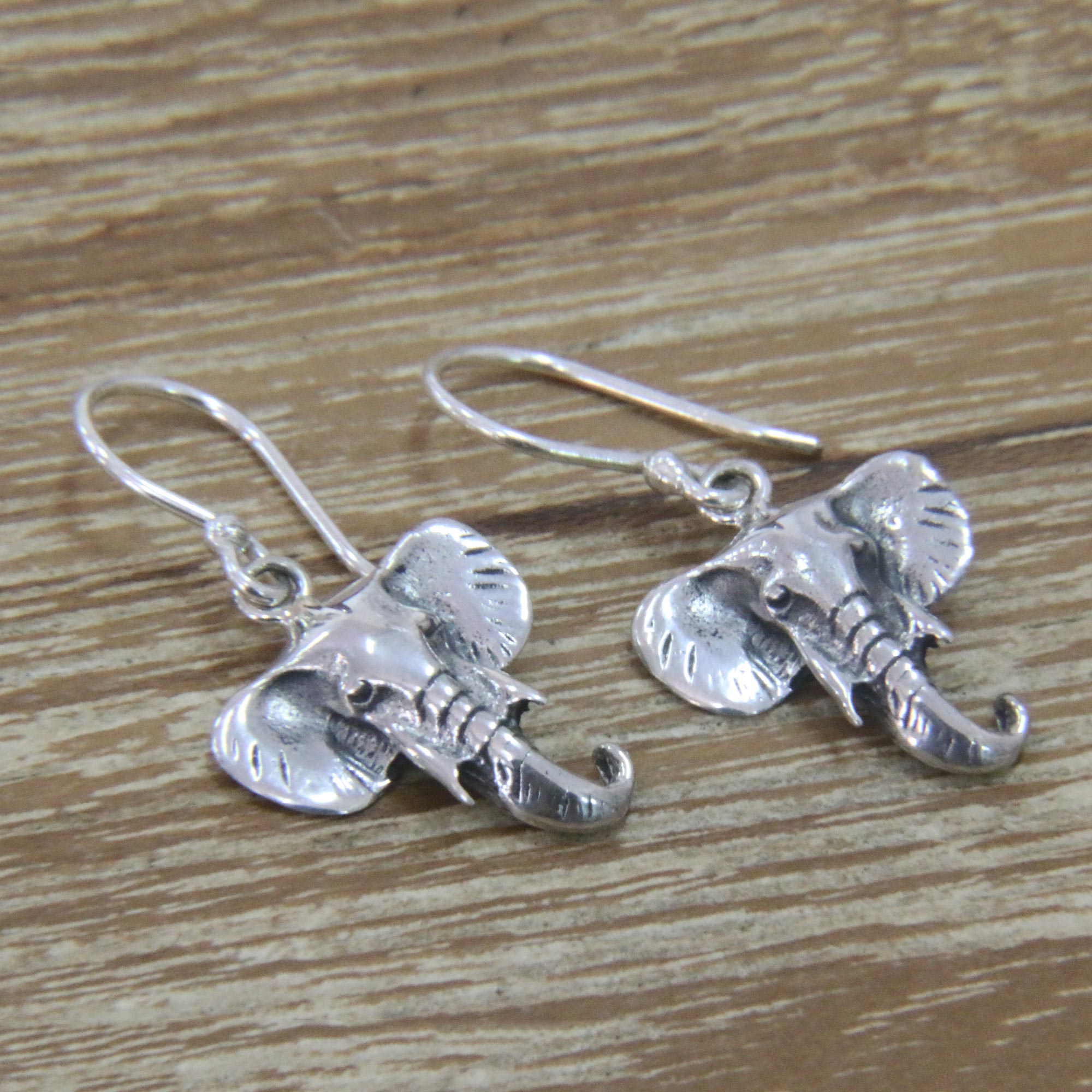 Premium Balinese Elephant Sterling Silver Dangle Earrings