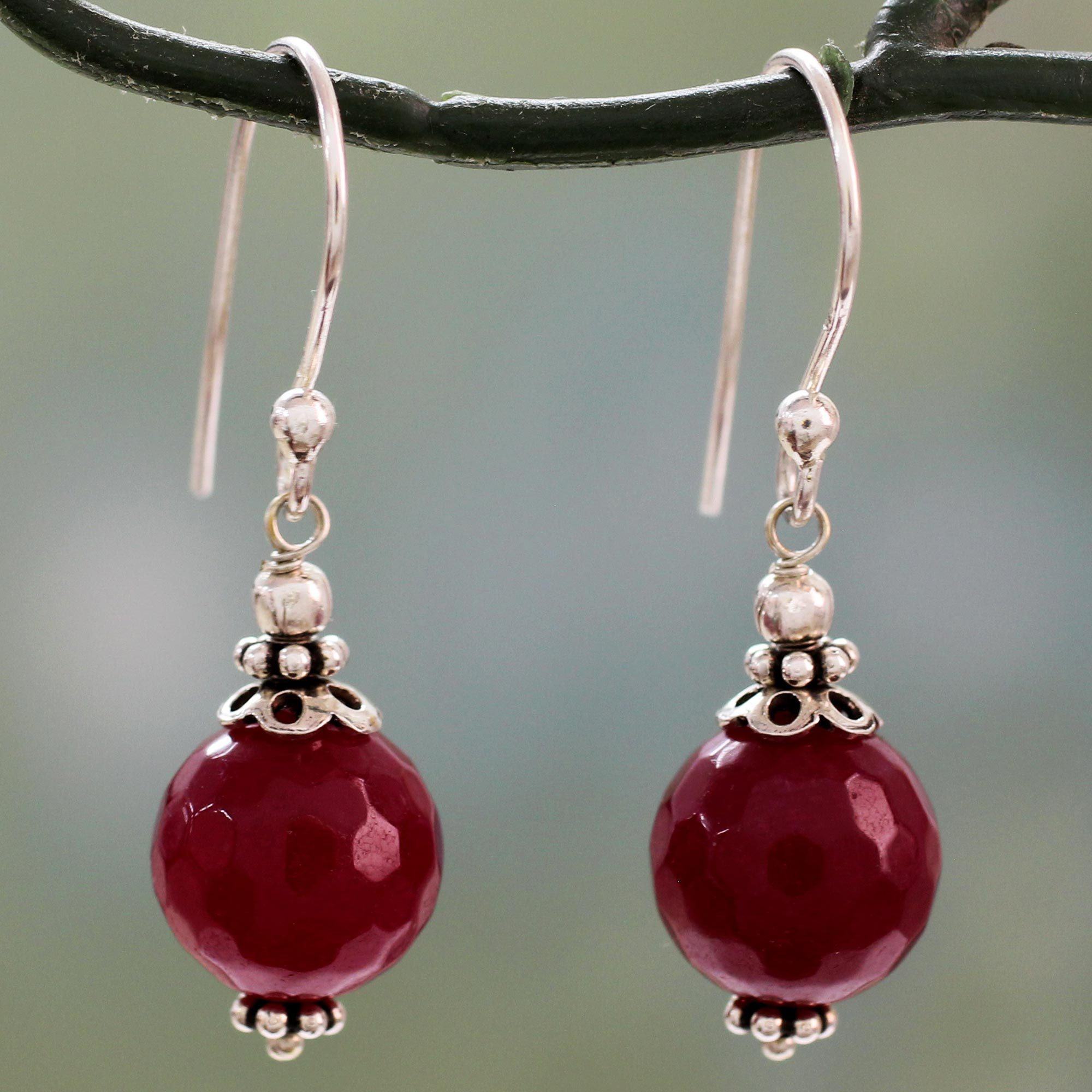 Premium Red Agate Sterling Silver Drop Earrings - Handcrafted Elegance