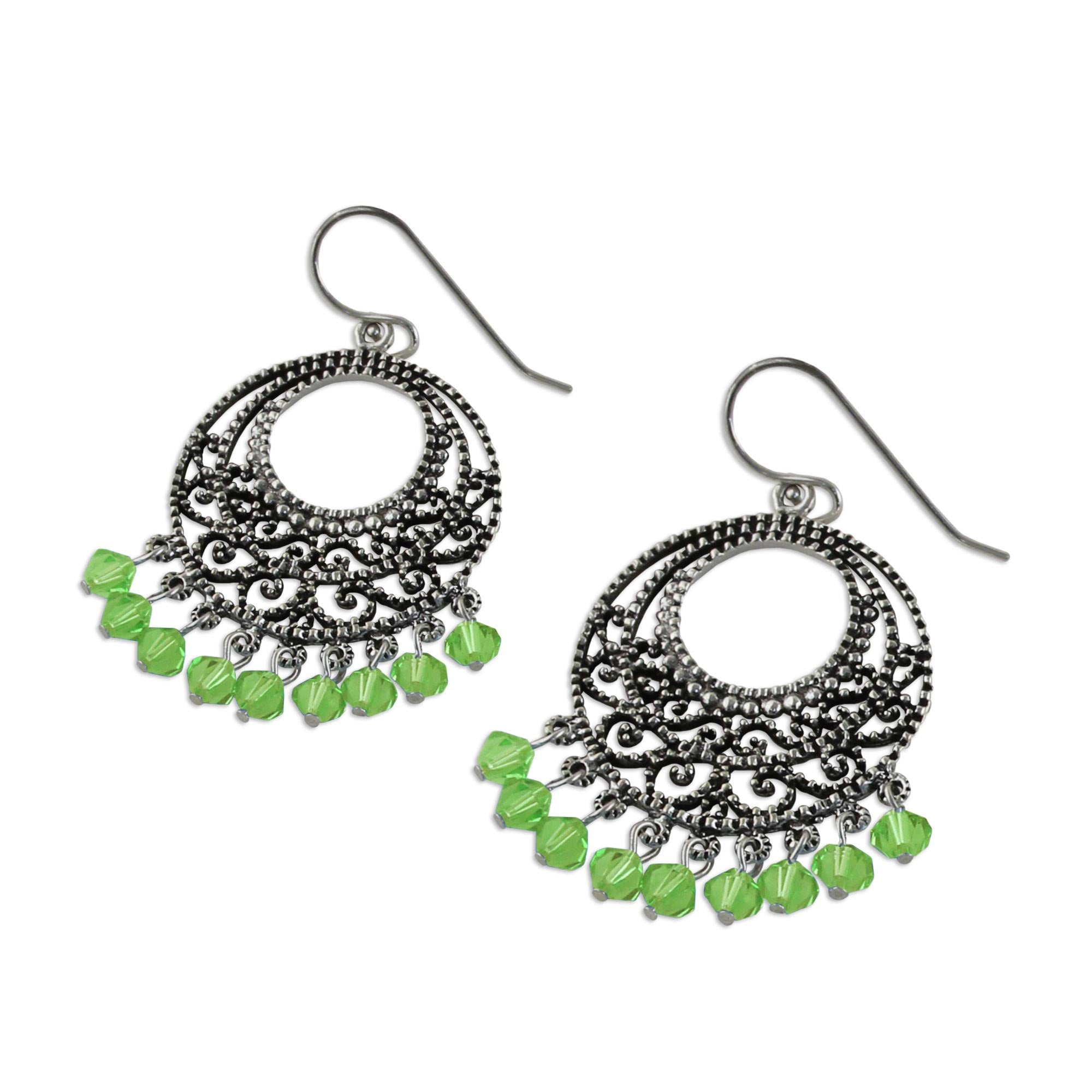 Premium Moroccan Mint Sterling Silver Beaded Earrings – Handcrafted Elegance