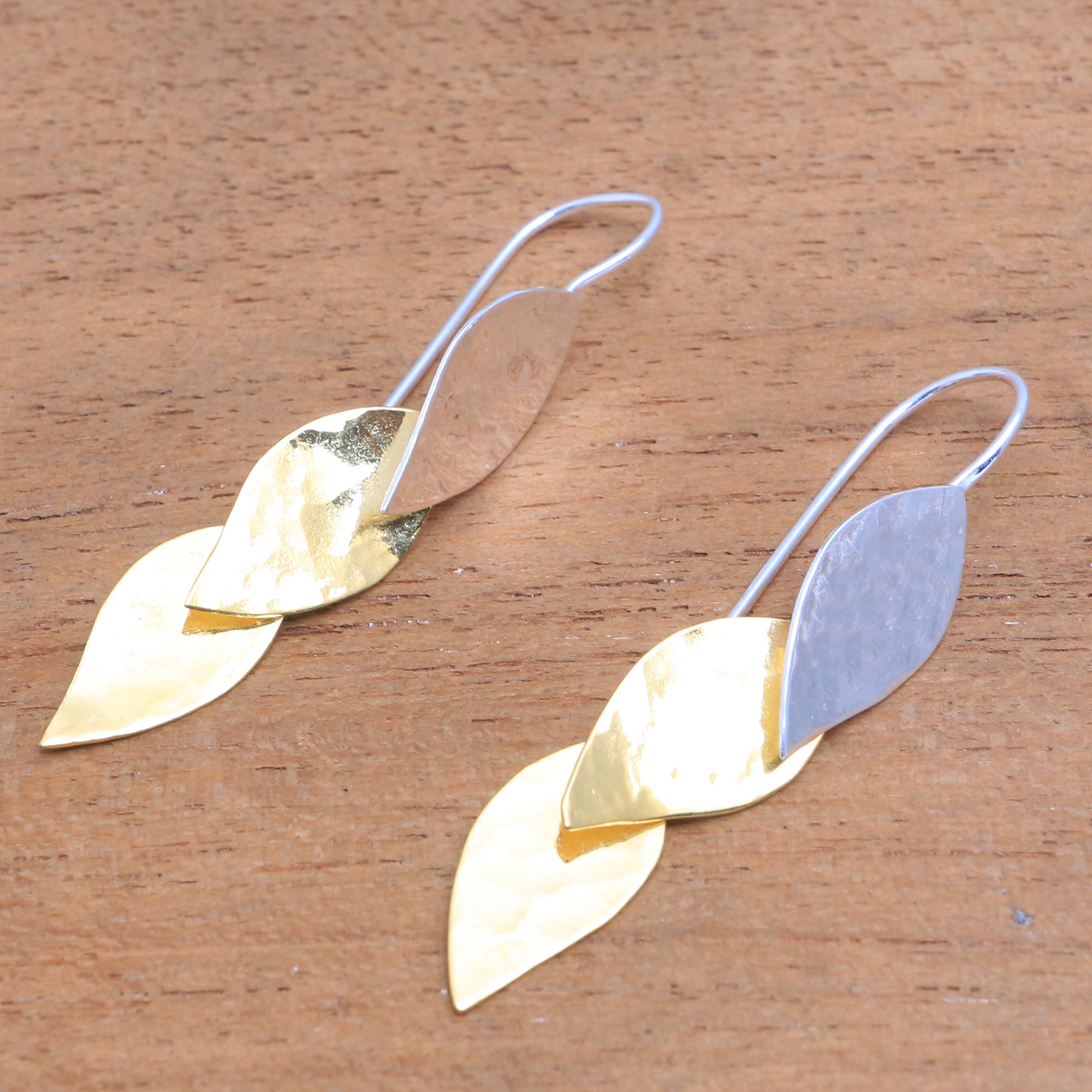 Premium Fall Gold Modern Dangle Earrings - Handcrafted in Bali