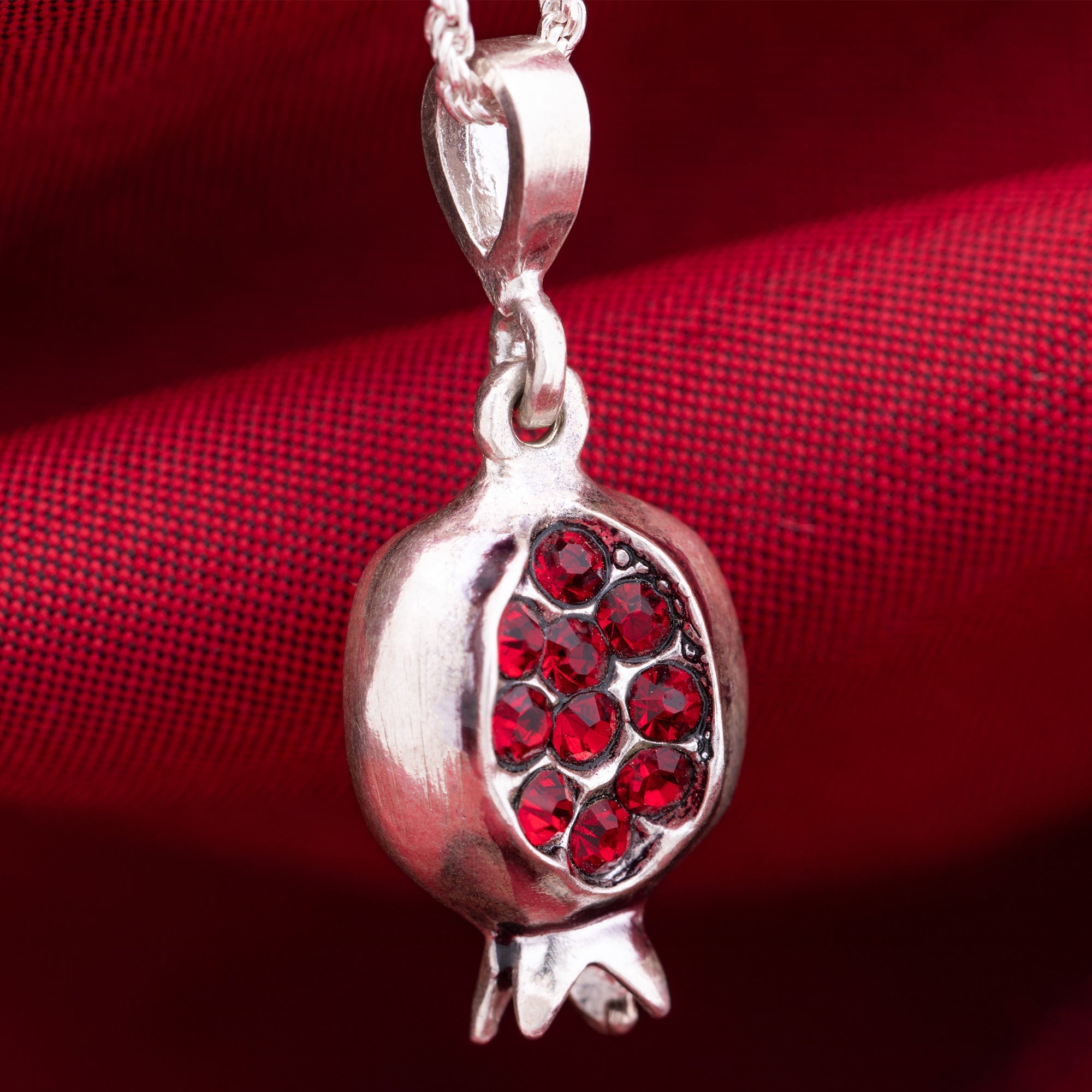 Premium Sterling Silver Pomegranate Necklace - Symbol of Prosperity