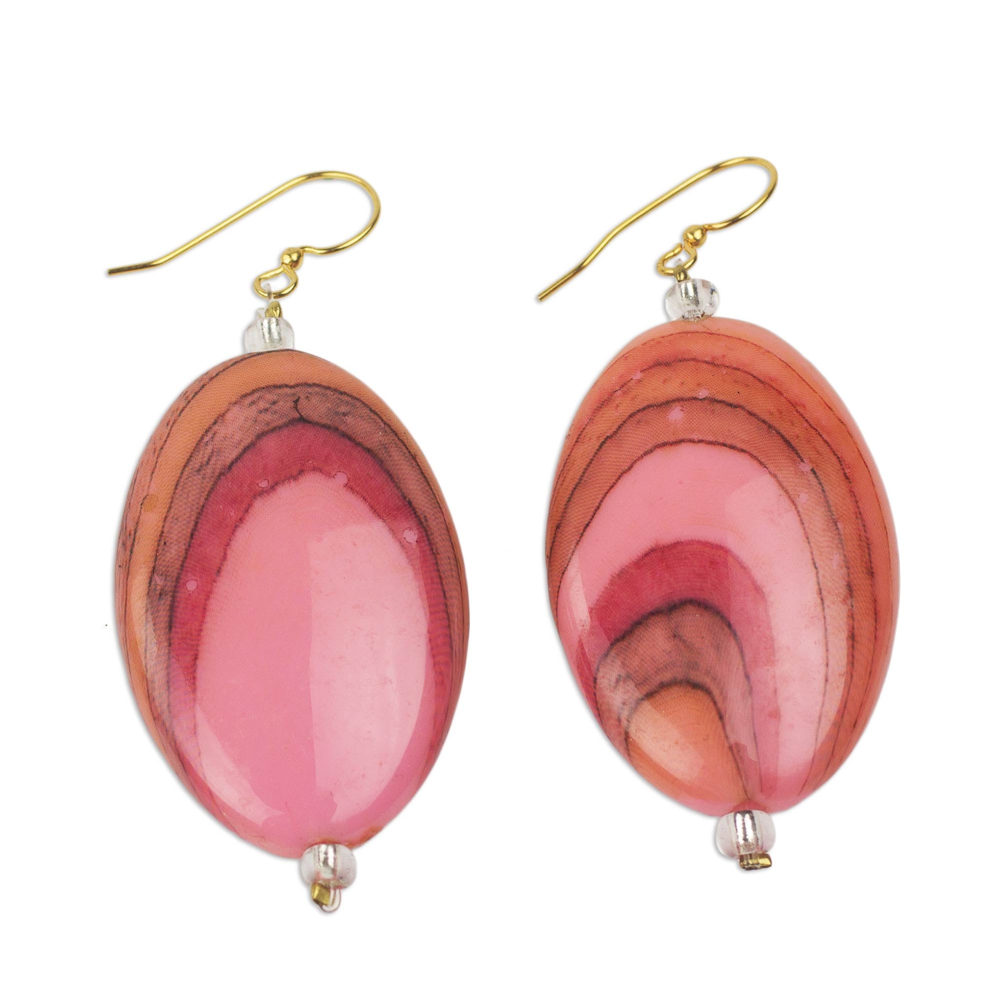 Premium Rustic Love Pink Upcycled Plastic Dangle Earrings | Eco-Chic Handmade Jewelry