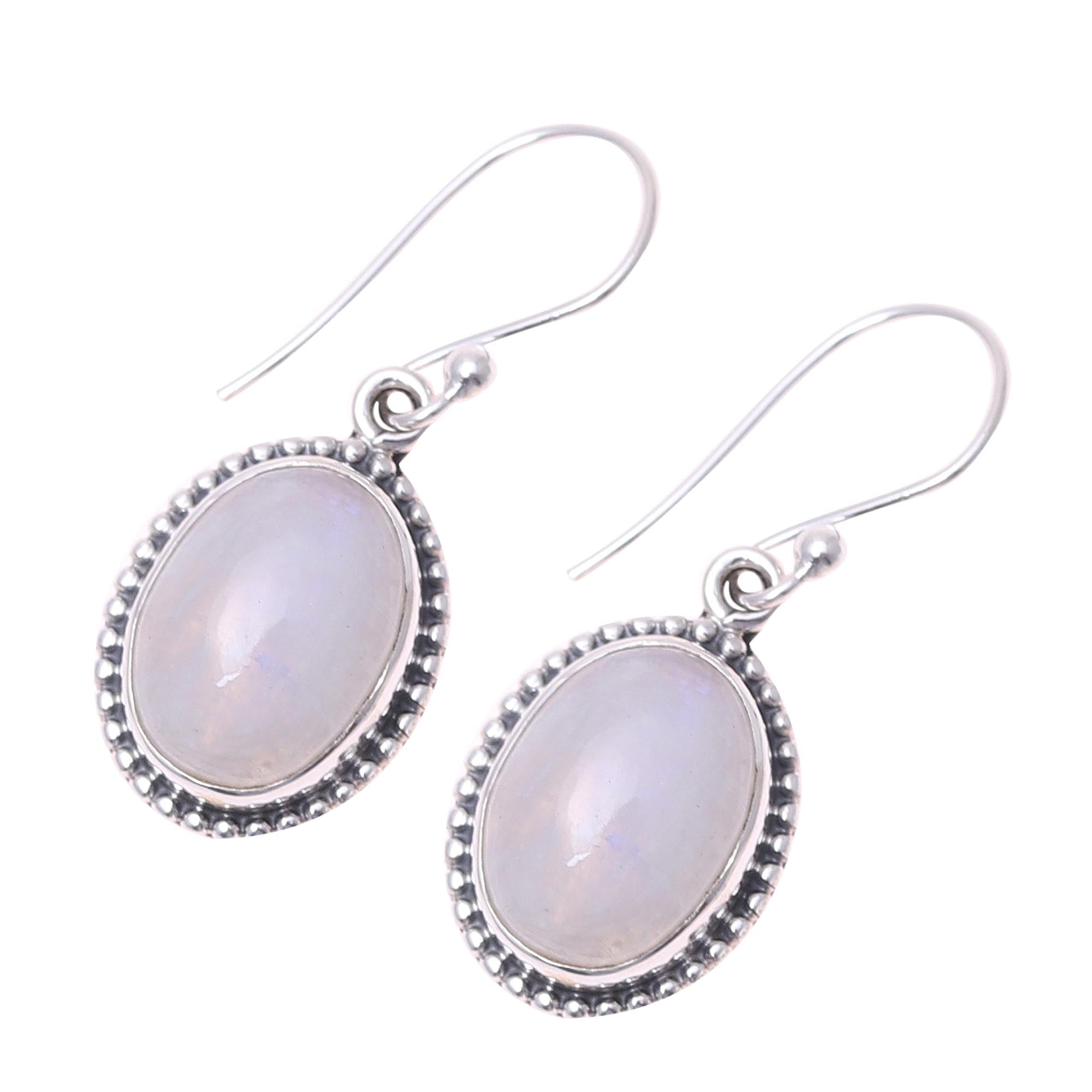 Premium Rainbow Moonstone Magic Mist Dangle Earrings - Ultimate Elegance