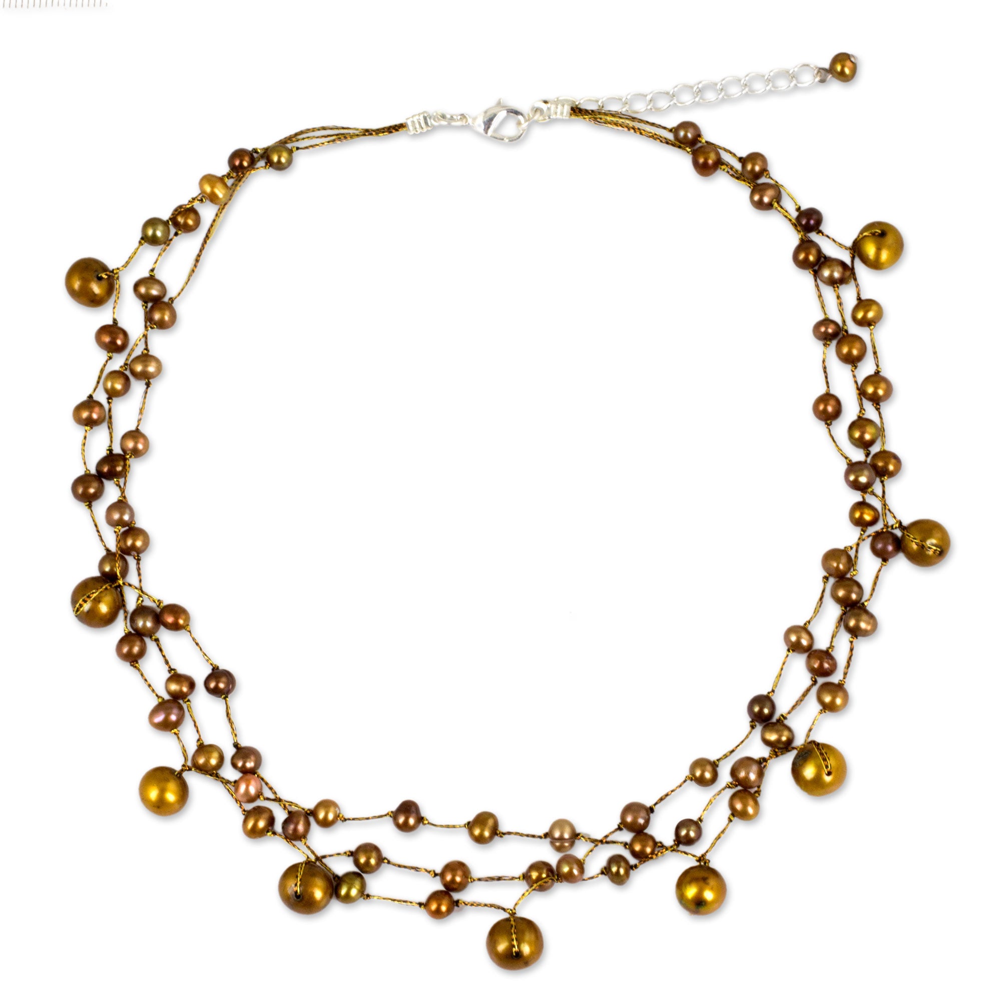 Premium Cinnamon Glow Pearl Choker Necklace - Handcrafted Elegance