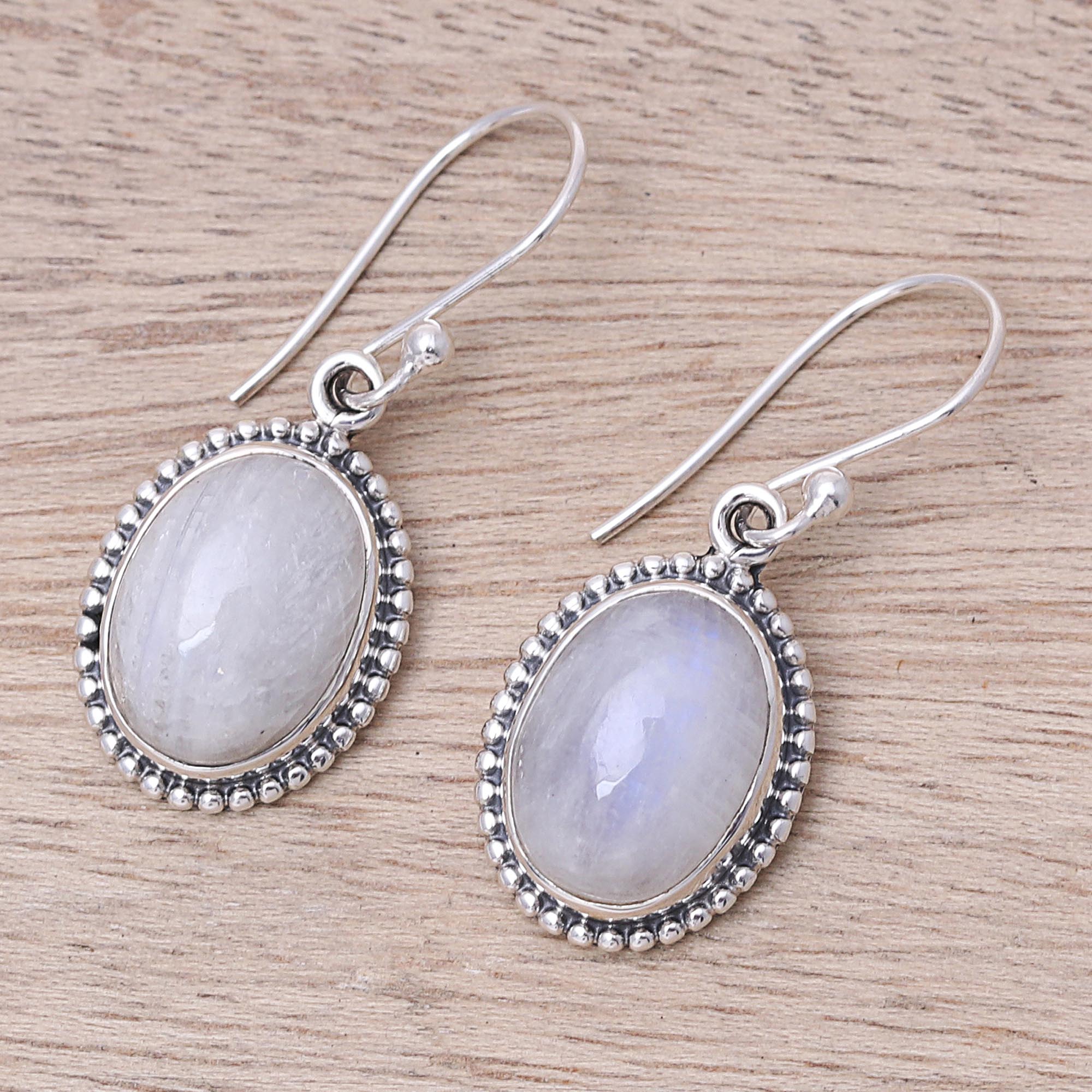 Premium Rainbow Moonstone Magic Mist Dangle Earrings - Ultimate Elegance