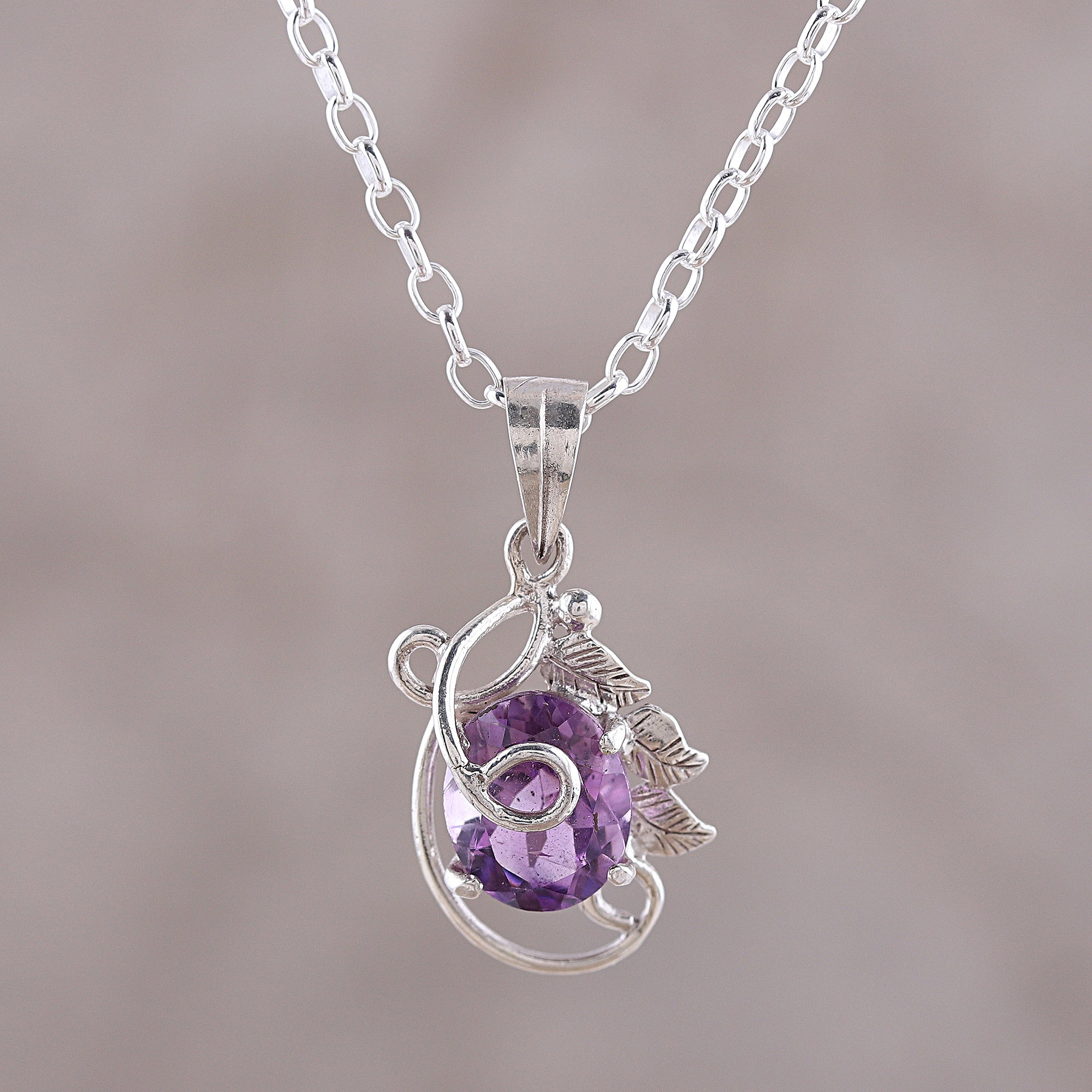 Premium Lilac Amethyst Sterling Silver Pendant Necklace - Handcrafted Elegance