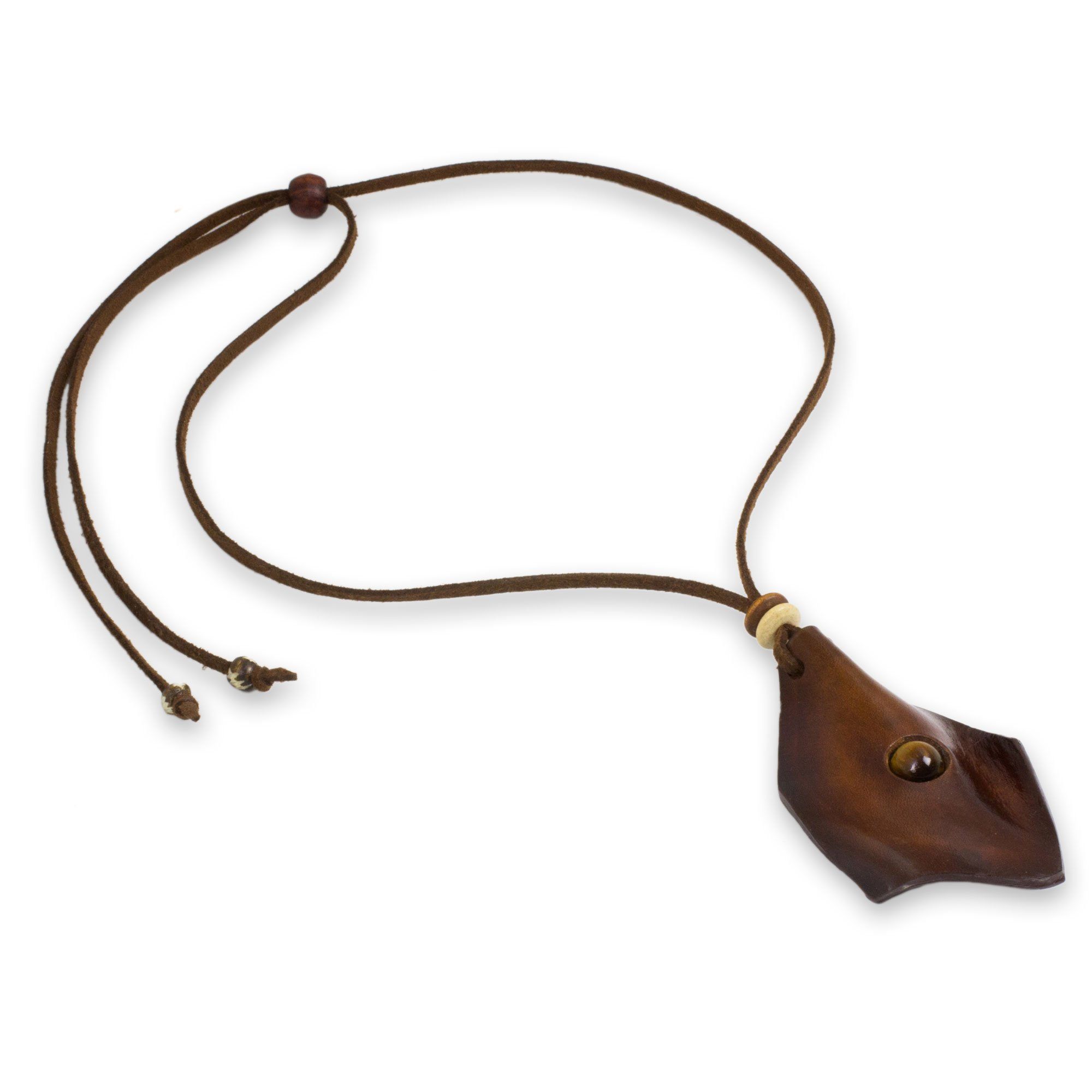 Premium Tiger's Eye & Leather Men's Pendant Necklace - Handcrafted Elegance